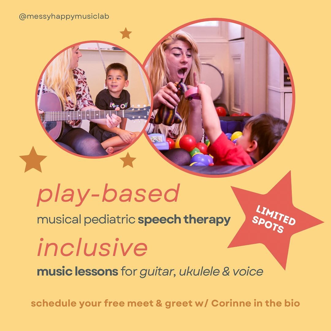 ⭐️has your Baltimore child been referred for speech therapy? 

🎶 or maybe they have expressed interest in learning an instrument?

✨ Corinne has limited spots for therapy and lessons right here at the Lab ✨

your kid will forget they are learning wh