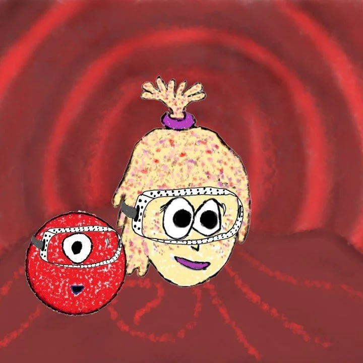Izzie + Blood Vessel BG + Lab Goggles + RBC