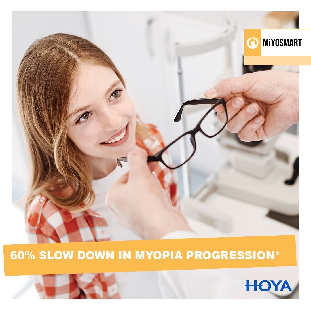 DID YOU KNOW&hellip;
Standard single vision lenses don&rsquo;t treat your child&rsquo;s myopia progression at all! New, award-winning MiyoSmart lenses with D.I.M.S. technology slow myopia progression on average by 60%, compared with those wearing sta