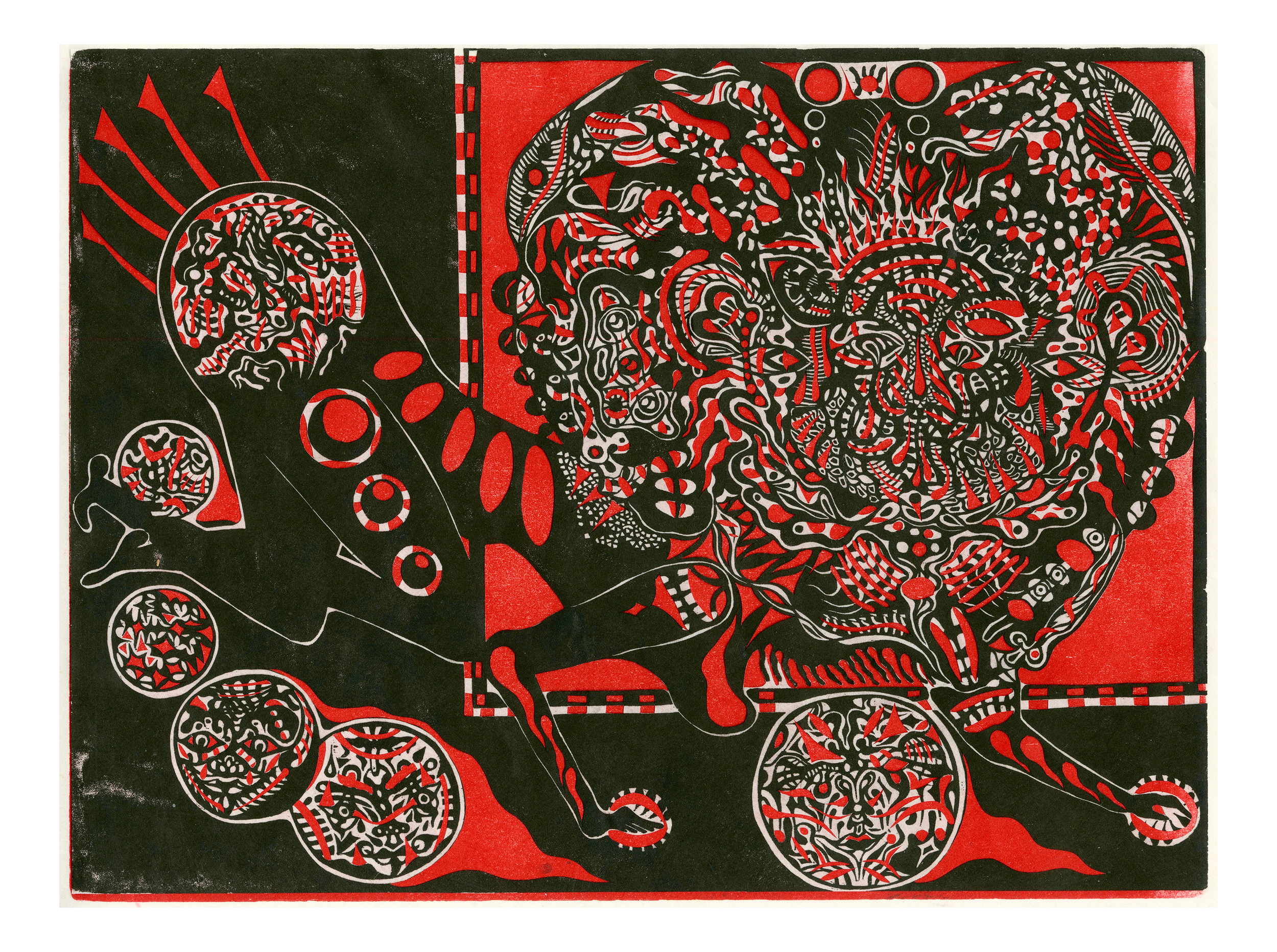 mother, woodcut print, 10’’ x 12’’, 2025