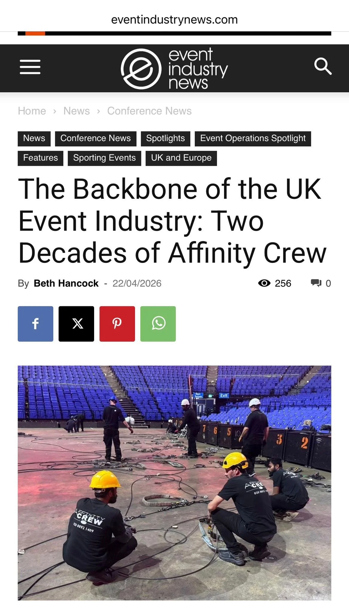 Crew work at an event in London