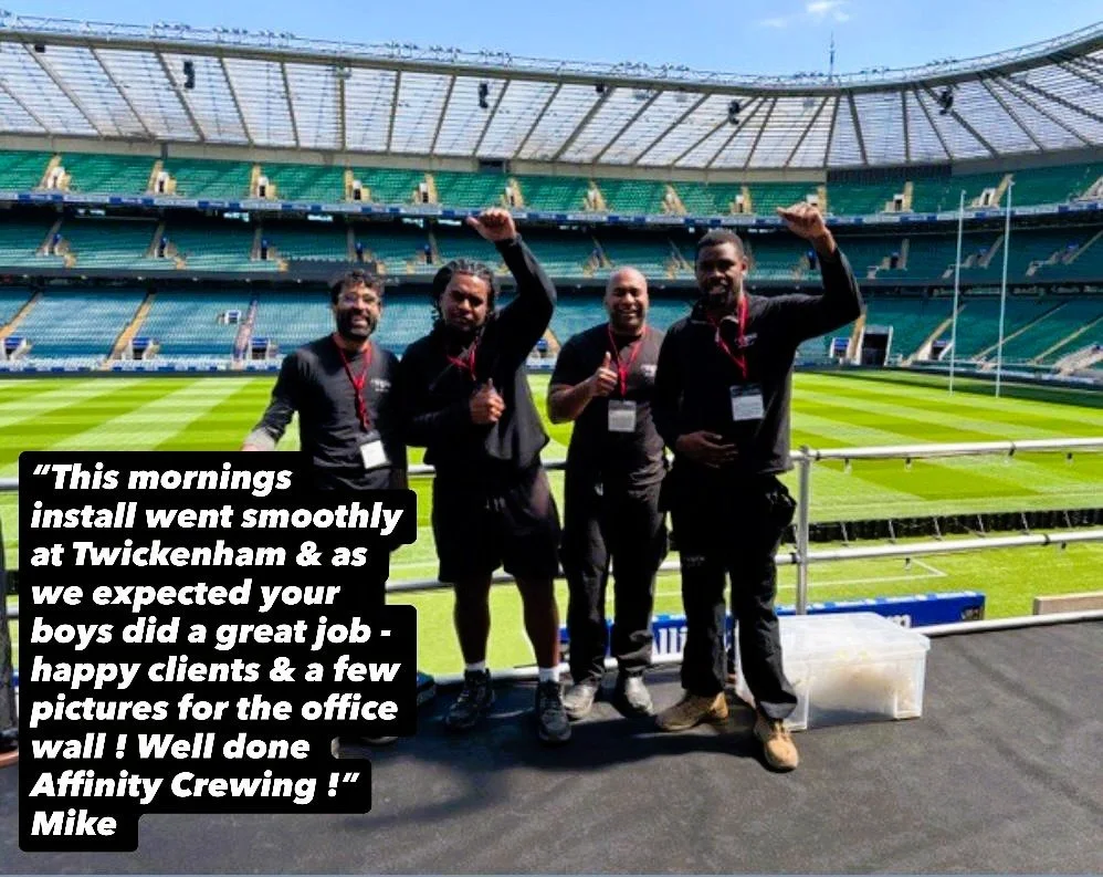 Rigging crew working at a sports event