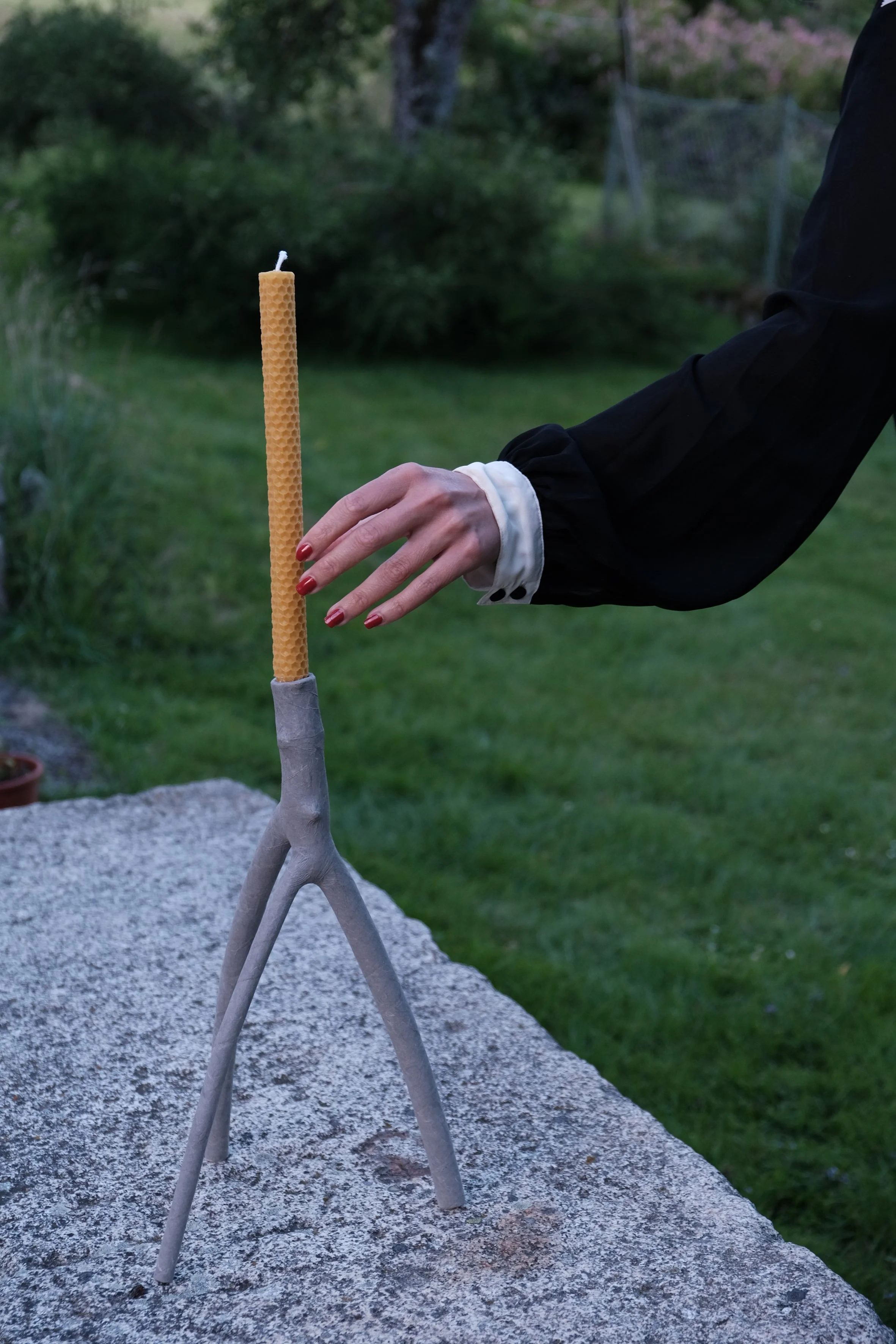TWIGGY Washi Paper & Natural Wood Candle Holder