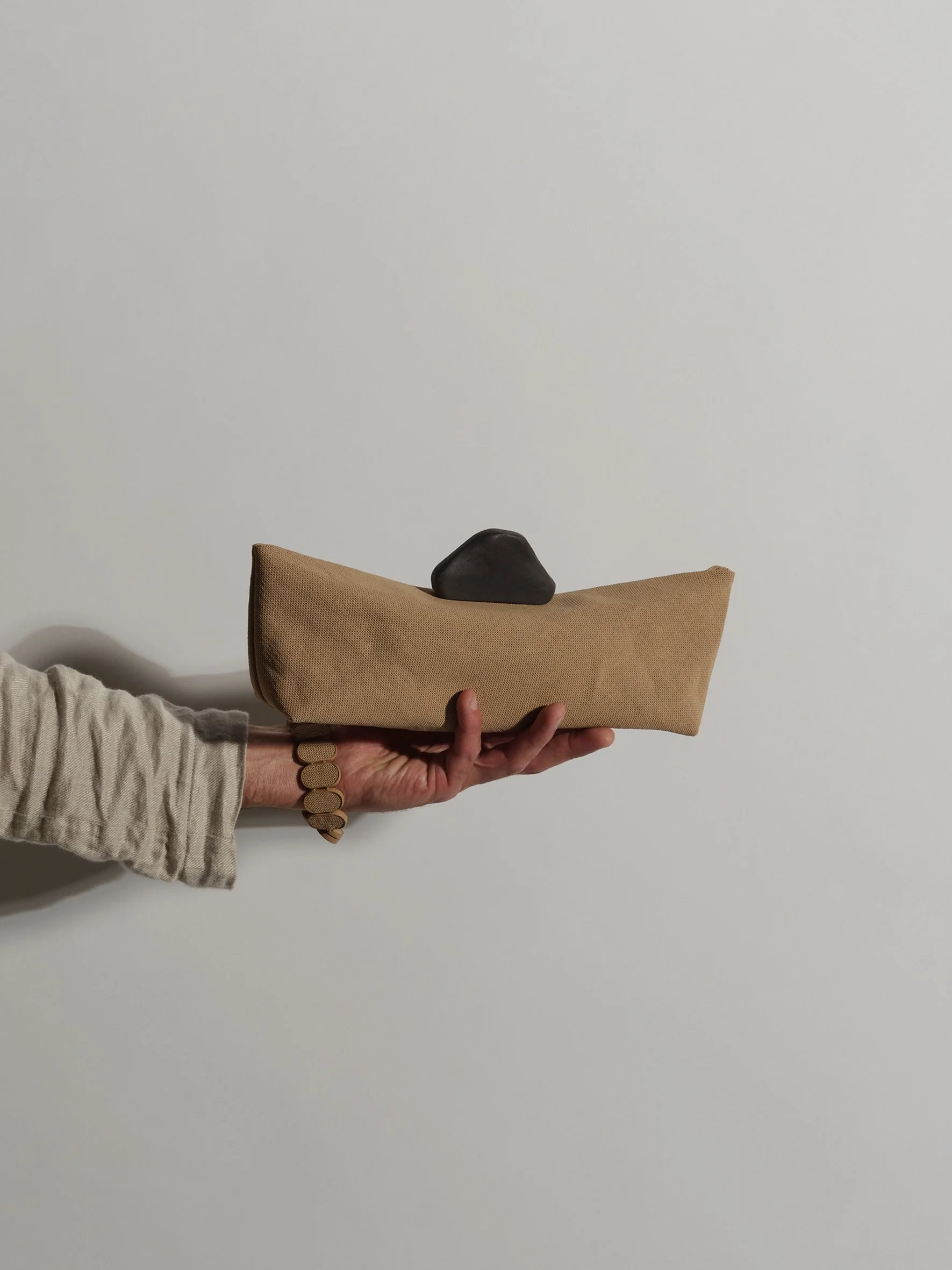 ISLA Sculptural Panama Paper Clutch with Stone Ornament