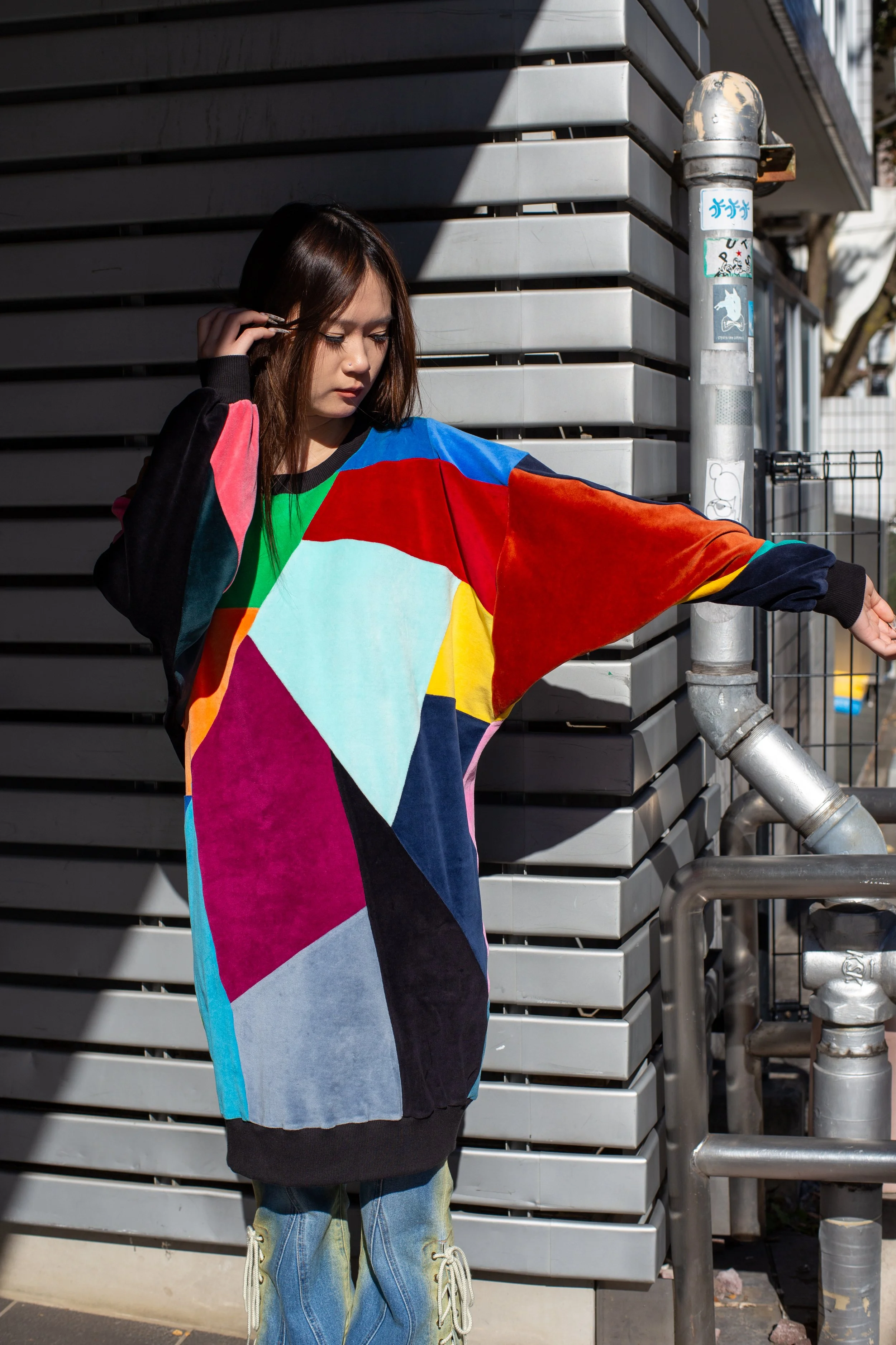 SUPER COLOUR DRESS (BIG PIECES) - Designers Patchwork Dress (デザイナーズ パッチワーク ドレス)