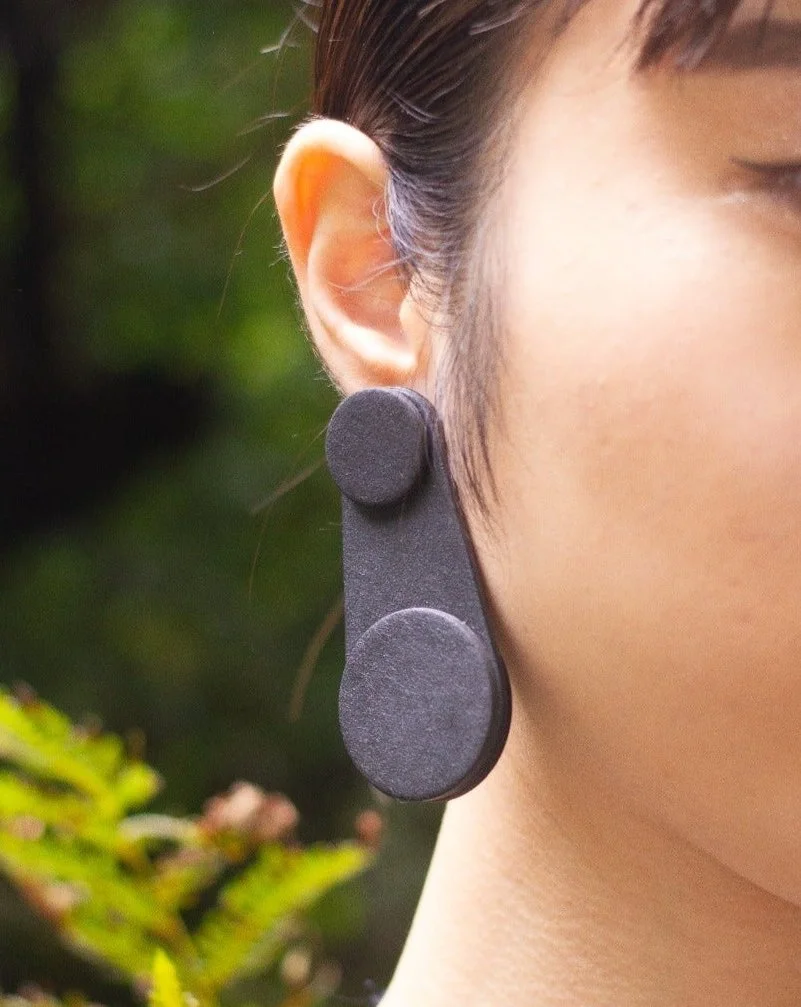 Celeste - double large movement earrings - Black (Wearable Art)