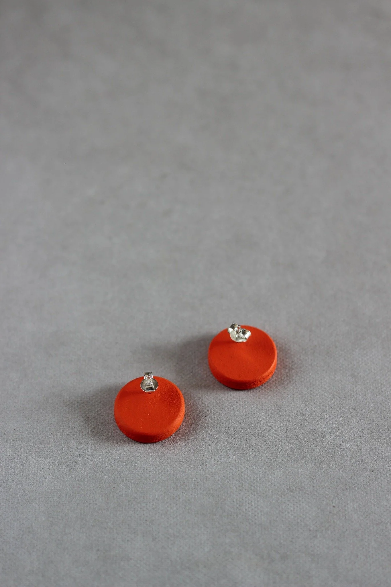 Celeste single button earrings - Small Orange (Wearable Art)