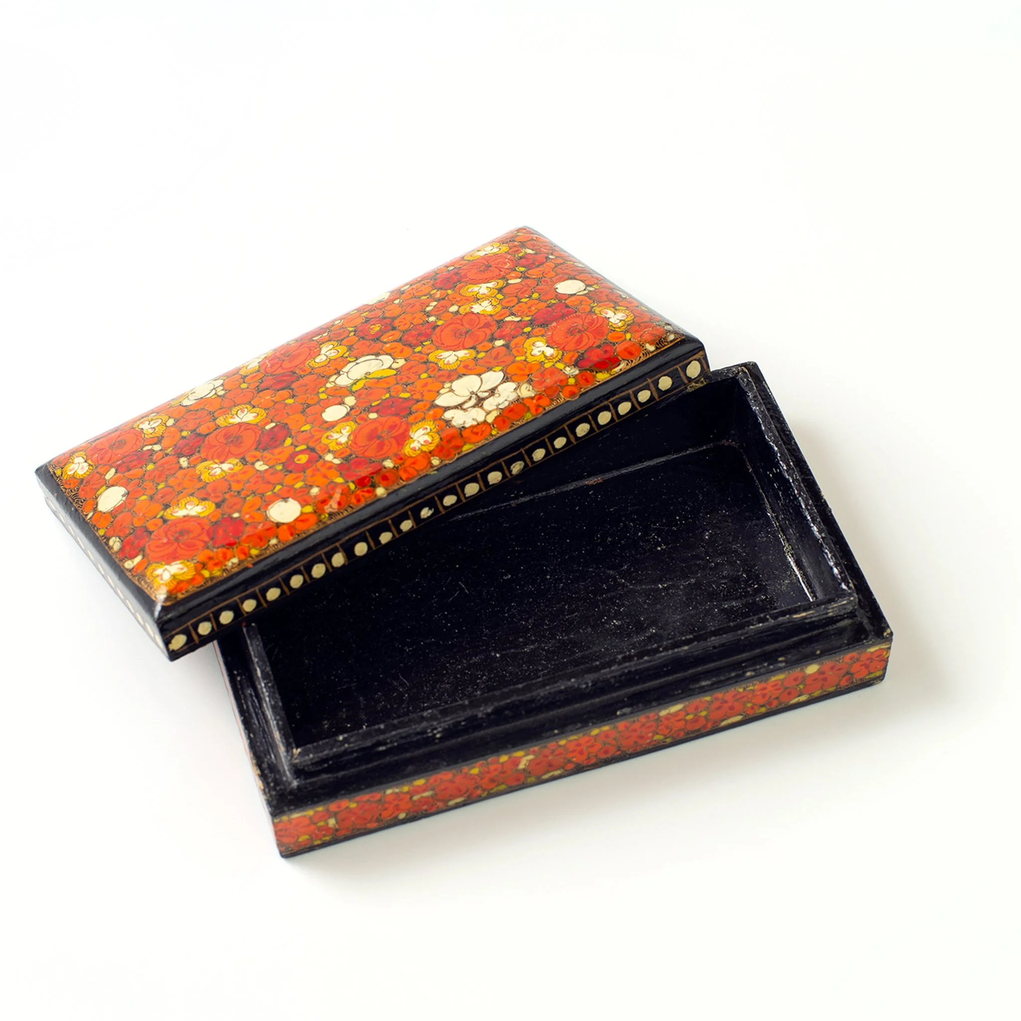 Hand-Painted Flower Pattern Wooden Box (ハンドペイント フラワーパターン ウッドボックス)