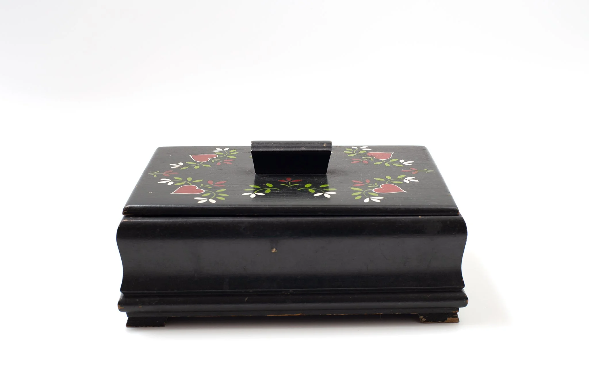 Hand-Painted Heart Pattern Wooden Box (ハンドペイント ハートパターン ウッドボックス)