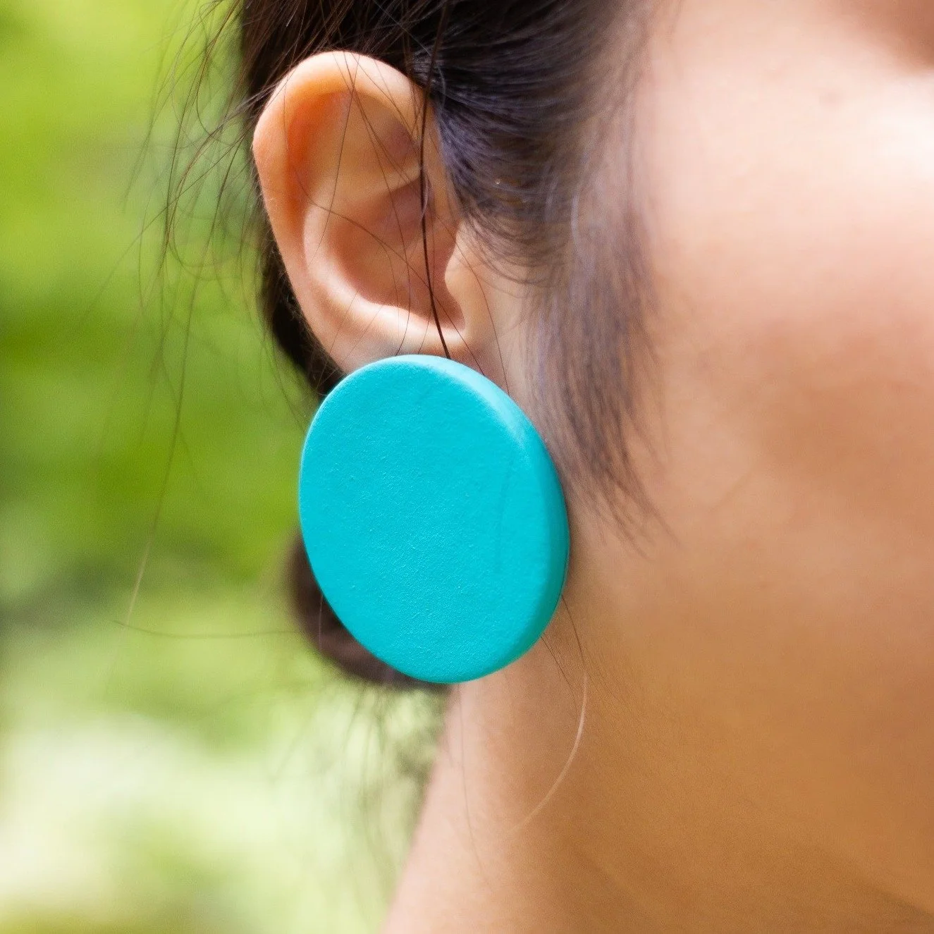 Celeste single button earrings - Large Turquoise (Wearable Art)