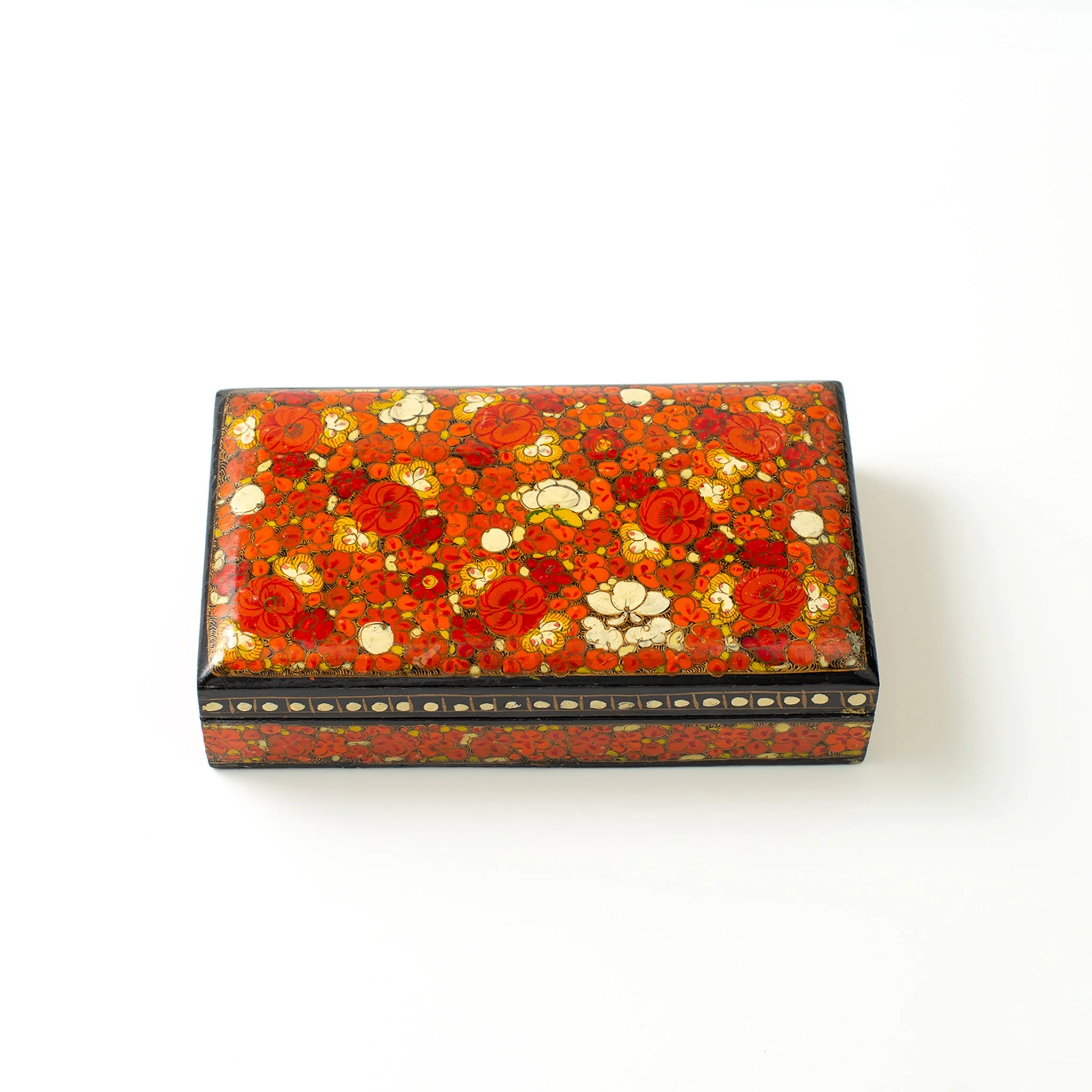 Hand-Painted Flower Pattern Wooden Box (ハンドペイント フラワーパターン ウッドボックス)