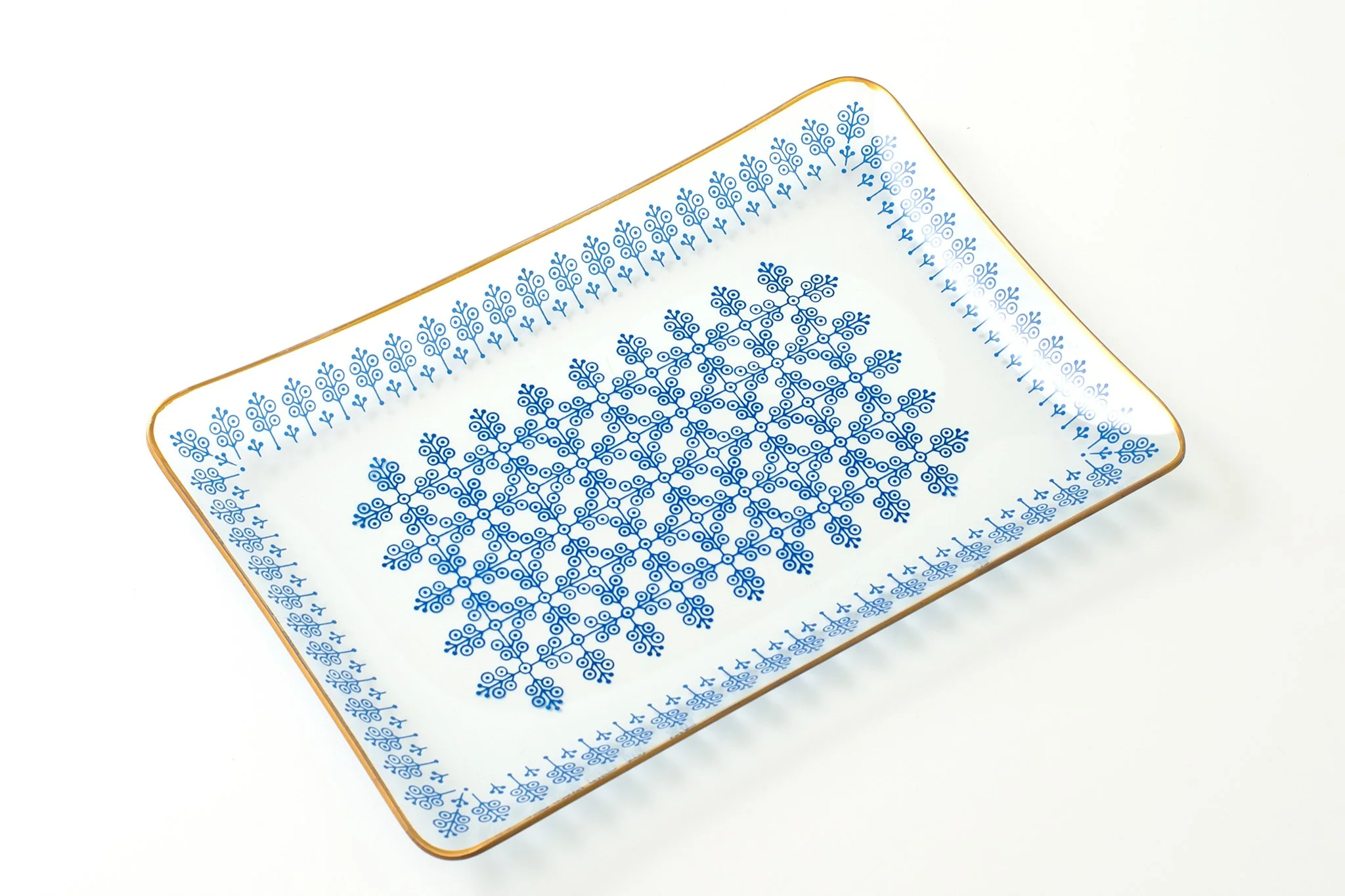 Vintage Glass Plate with Blue Pattern (ヴィンテージ ガラスプレート ブルーパターン)