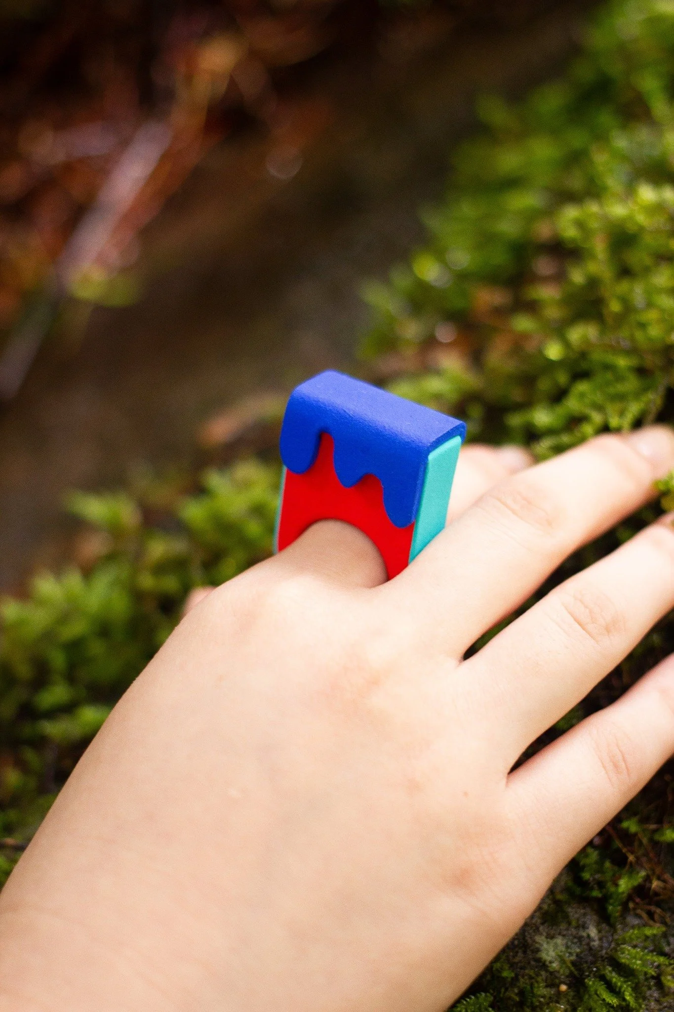 DROP Ring - Tri-Color Wearable Art (Handmade Paper Sculpture)