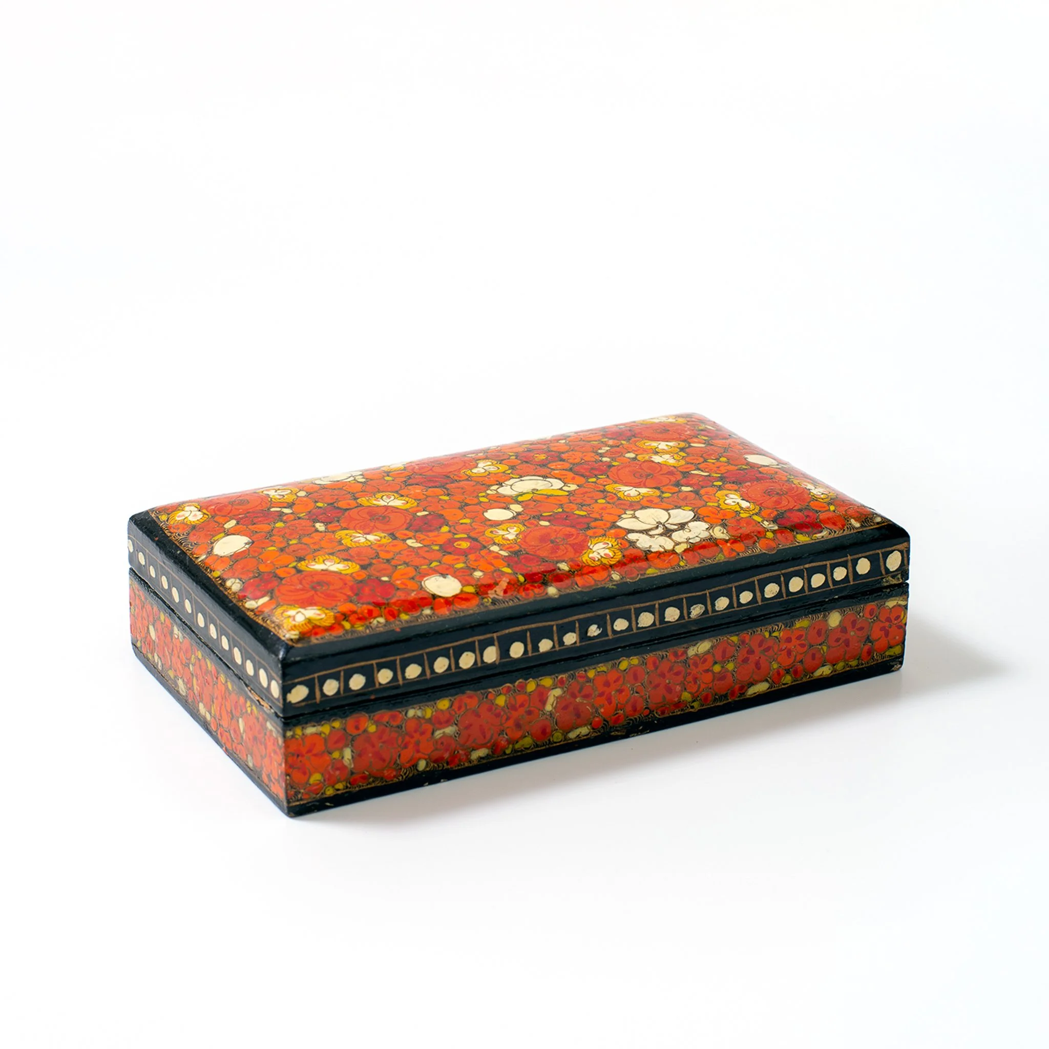 Hand-Painted Flower Pattern Wooden Box (ハンドペイント フラワーパターン ウッドボックス)