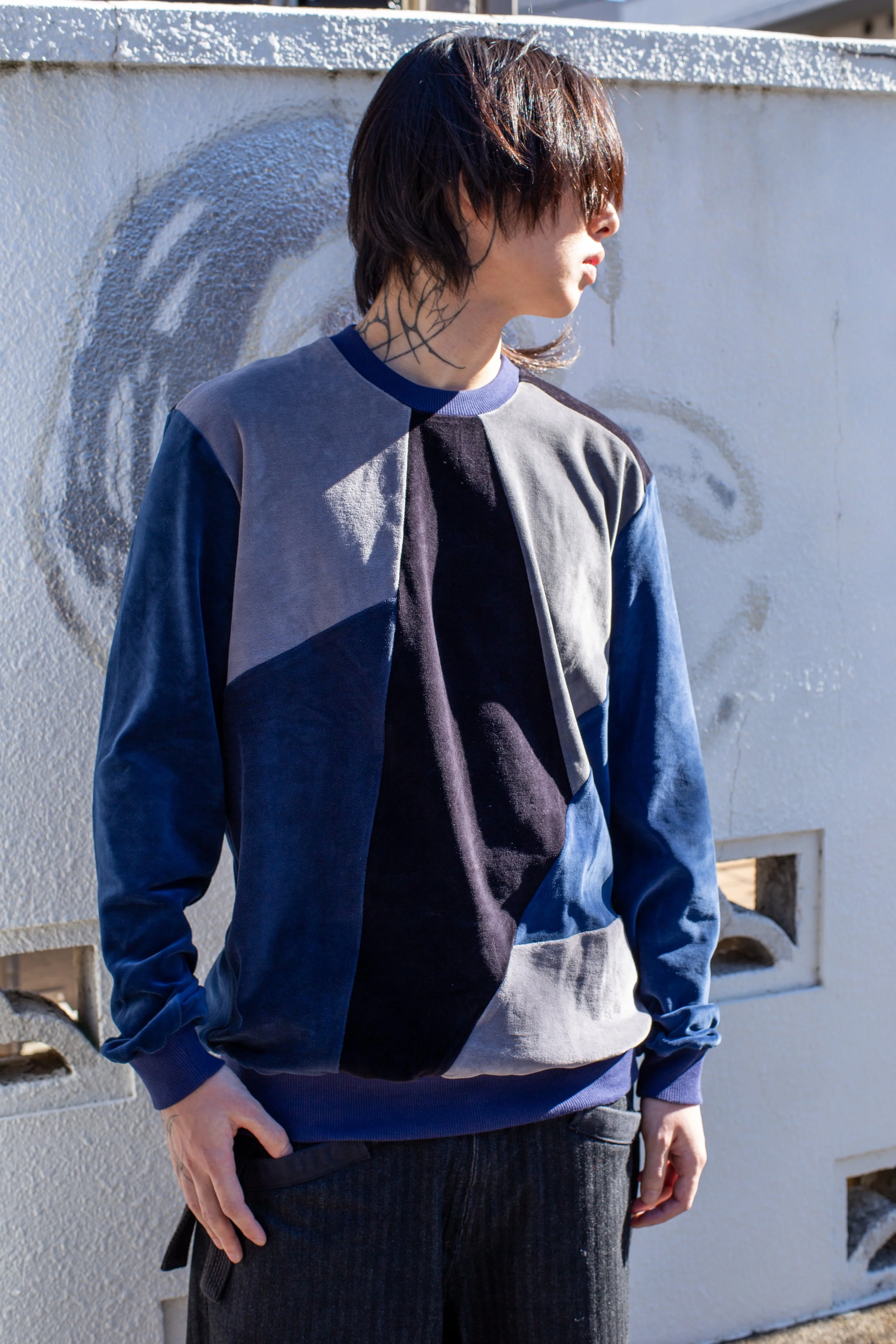 CROOKED - Designers Patchwork Sweatshirt (デザイナーズ パッチワーク スウェットシャツ) (Copy)