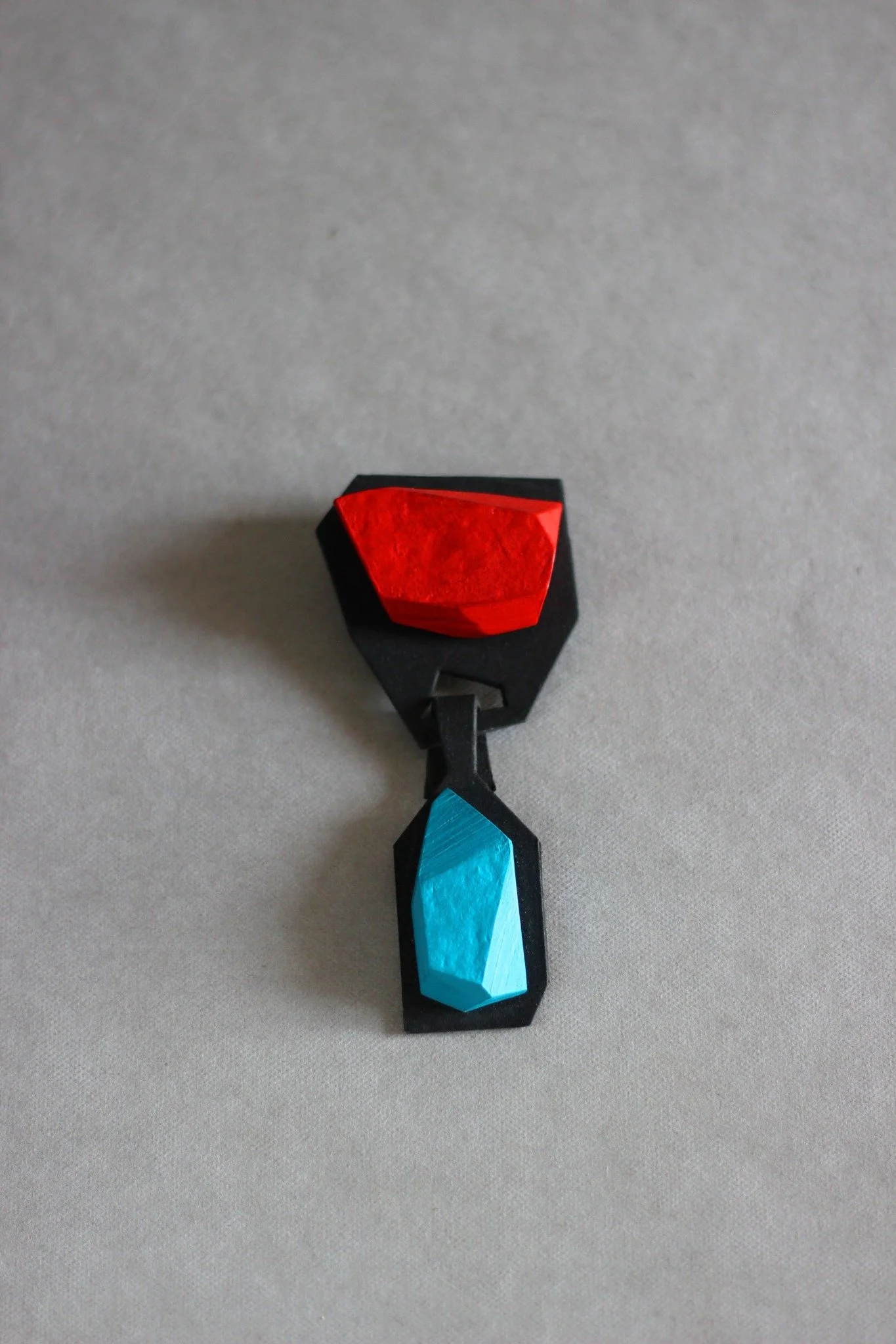 KRISTL Double Brooch - Red & Turquoise Wearable Art