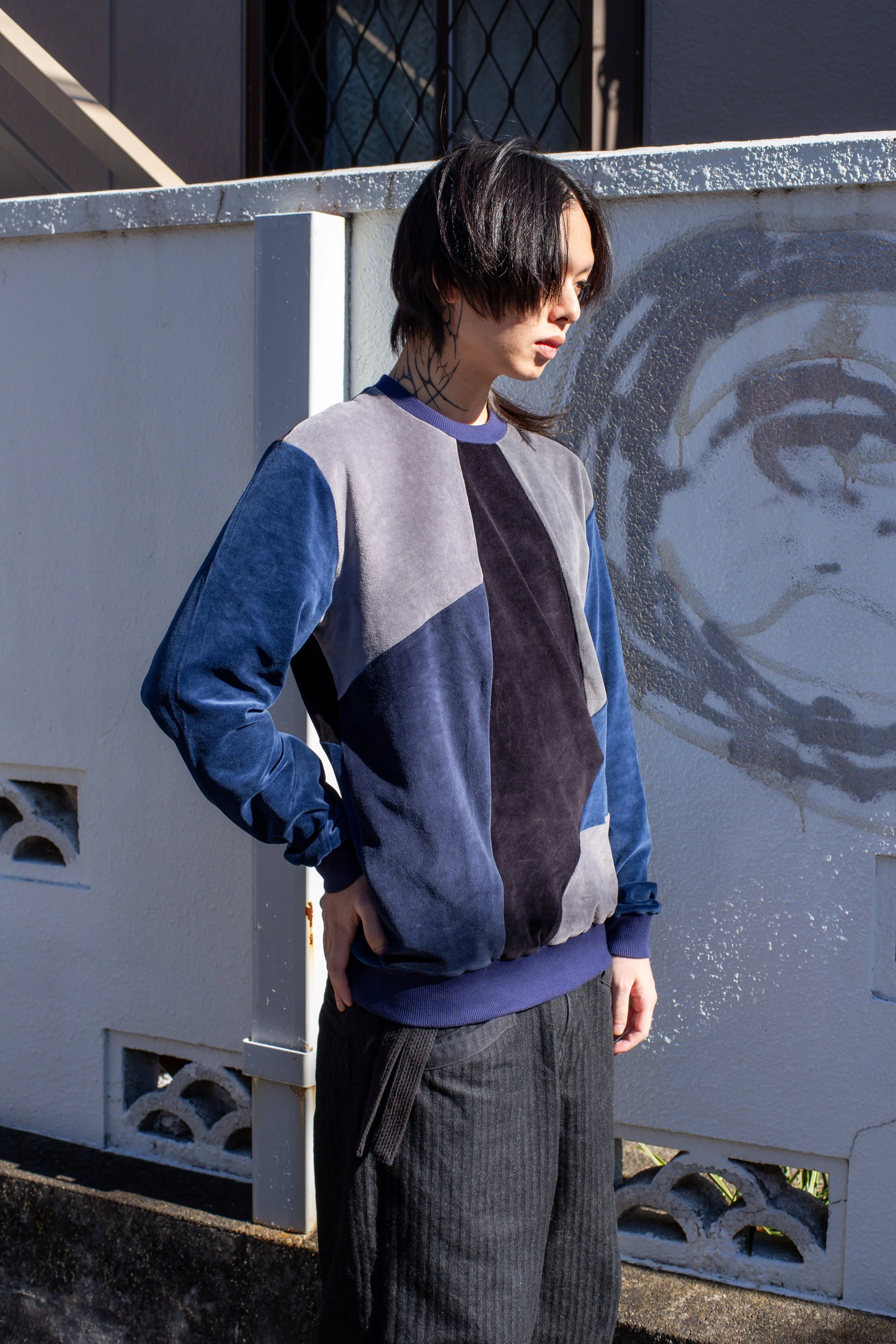 CROOKED - Designers Patchwork Sweatshirt (デザイナーズ パッチワーク スウェットシャツ) (Copy)