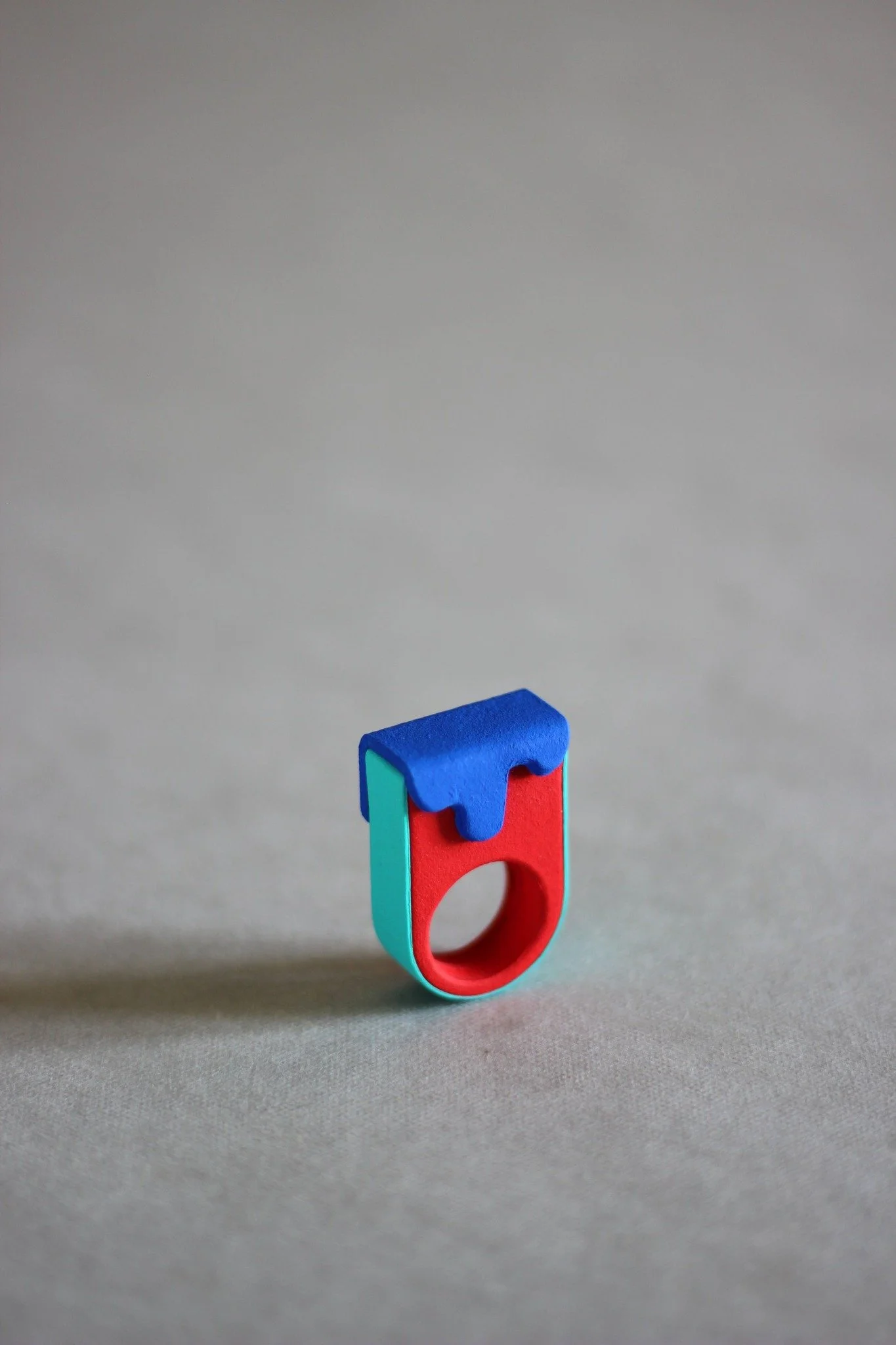 DROP Ring - Tri-Color Wearable Art (Handmade Paper Sculpture)