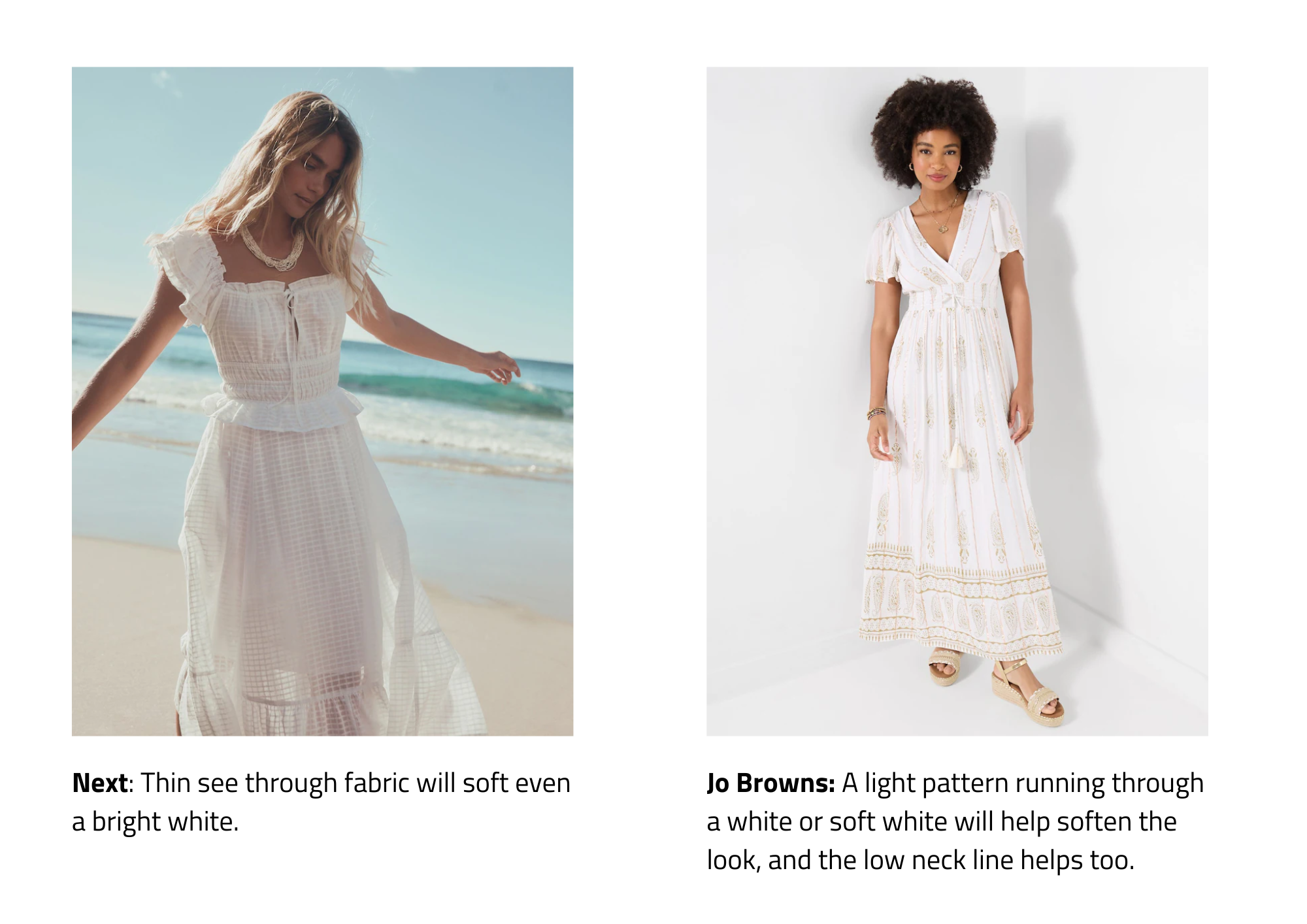 white dress from Next and white summer dress from Jo Browns Next