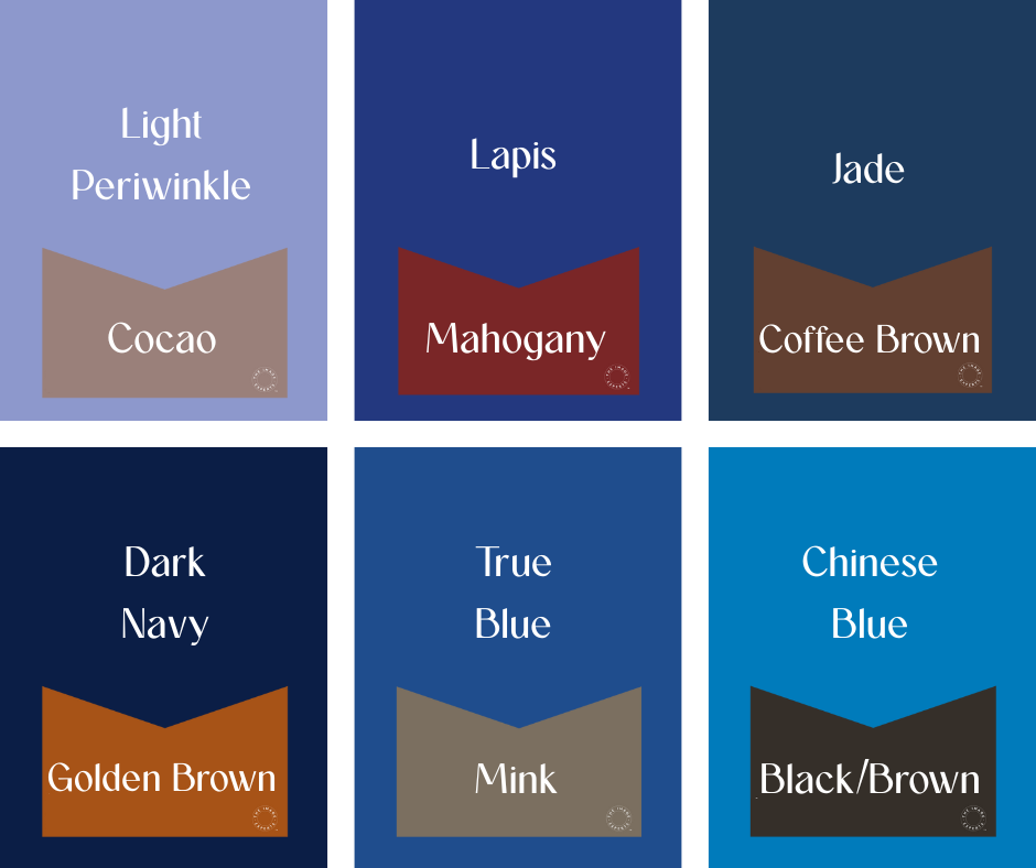 shades of blue and brown