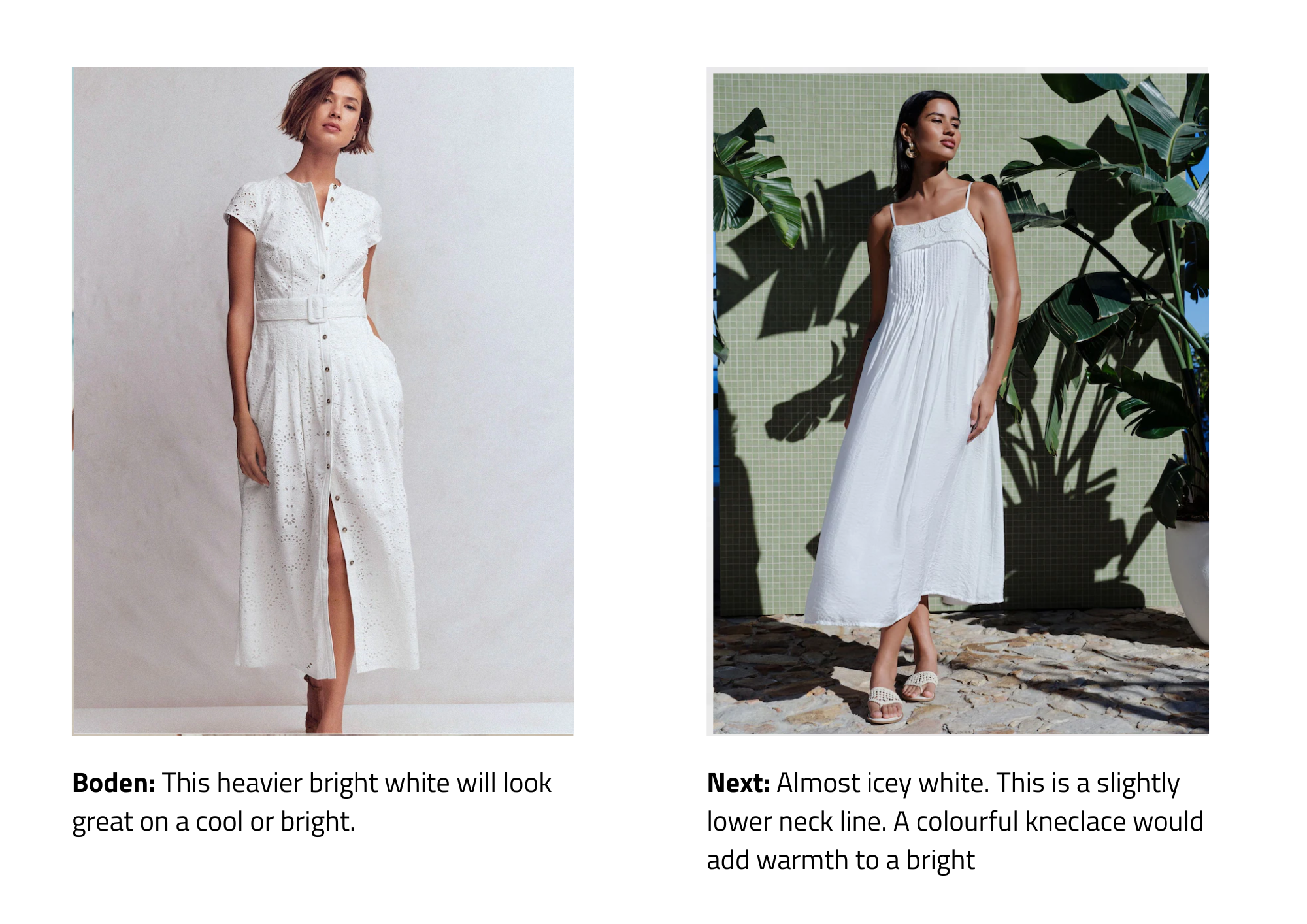 white summer dress from Boden and Next