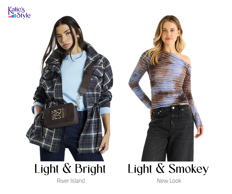 River Island blue and brown clothes and New Look brown and blue clothes