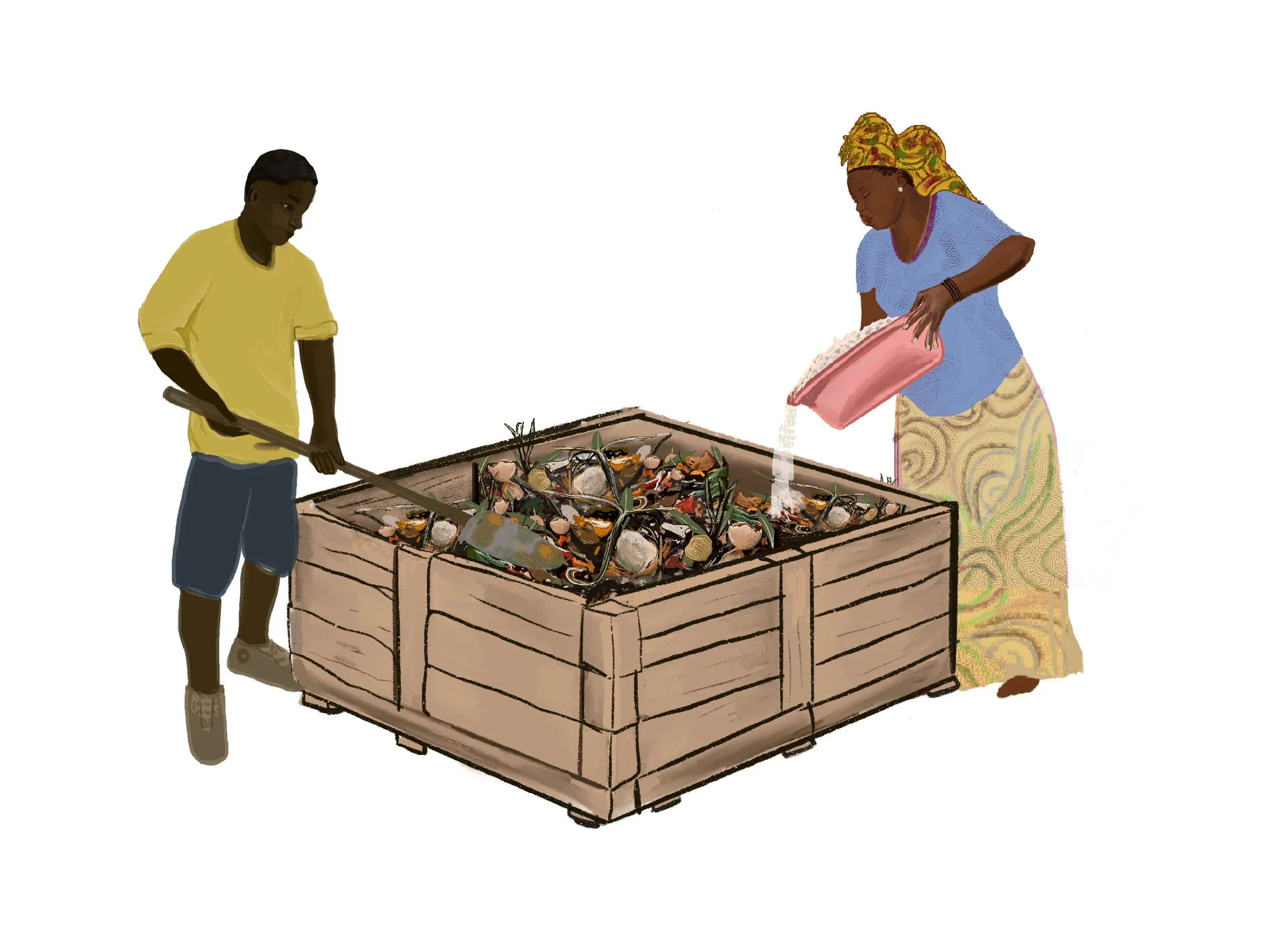 Building the compost in Africa illustration