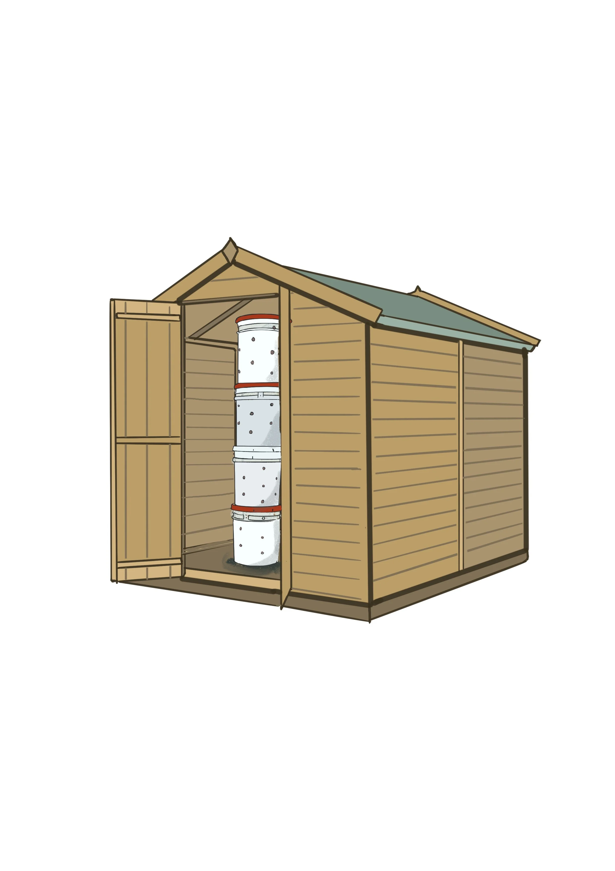 Mushroom growing shed illustration