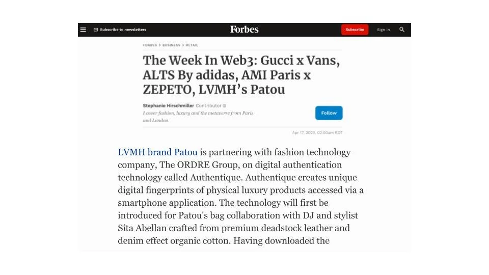 Authentique Featured in Forbes