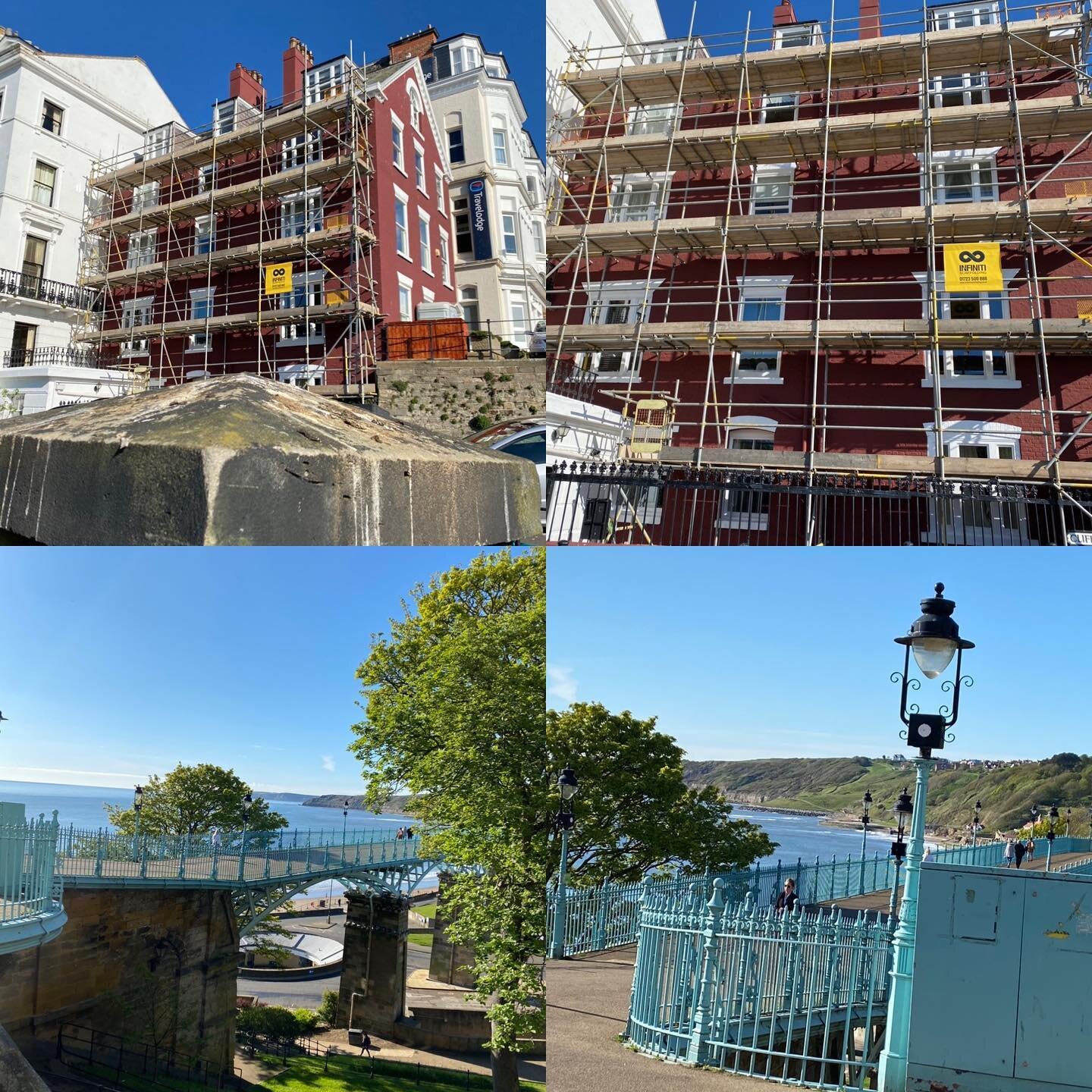 The Red House, Cliff Terrace Scaffolding being dismantled having been nicely painted - Fantastic views of Scarborough for our guys whilst they work - it&rsquo;s such a pleasure to live by the sea🎉🎉