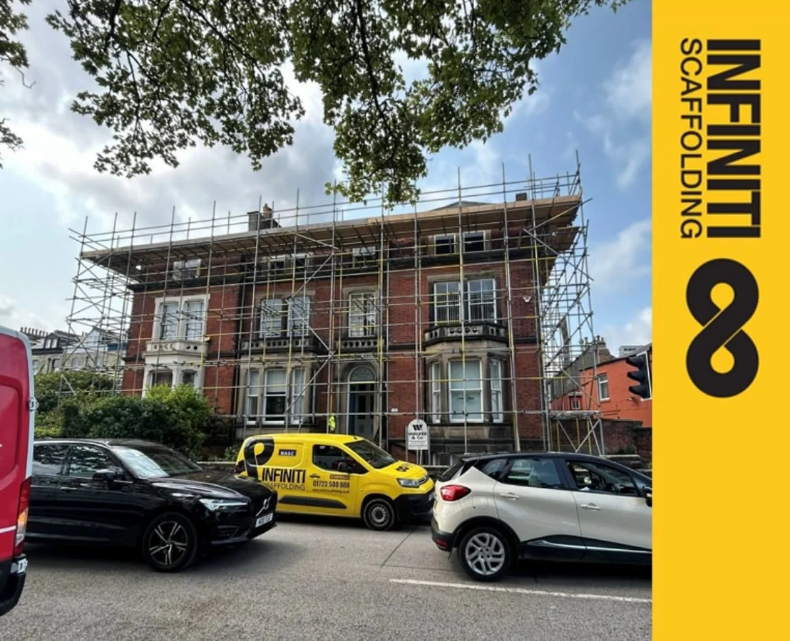 Scaffolding in place for roof repairs ♾️ #scaffolding #scarborough