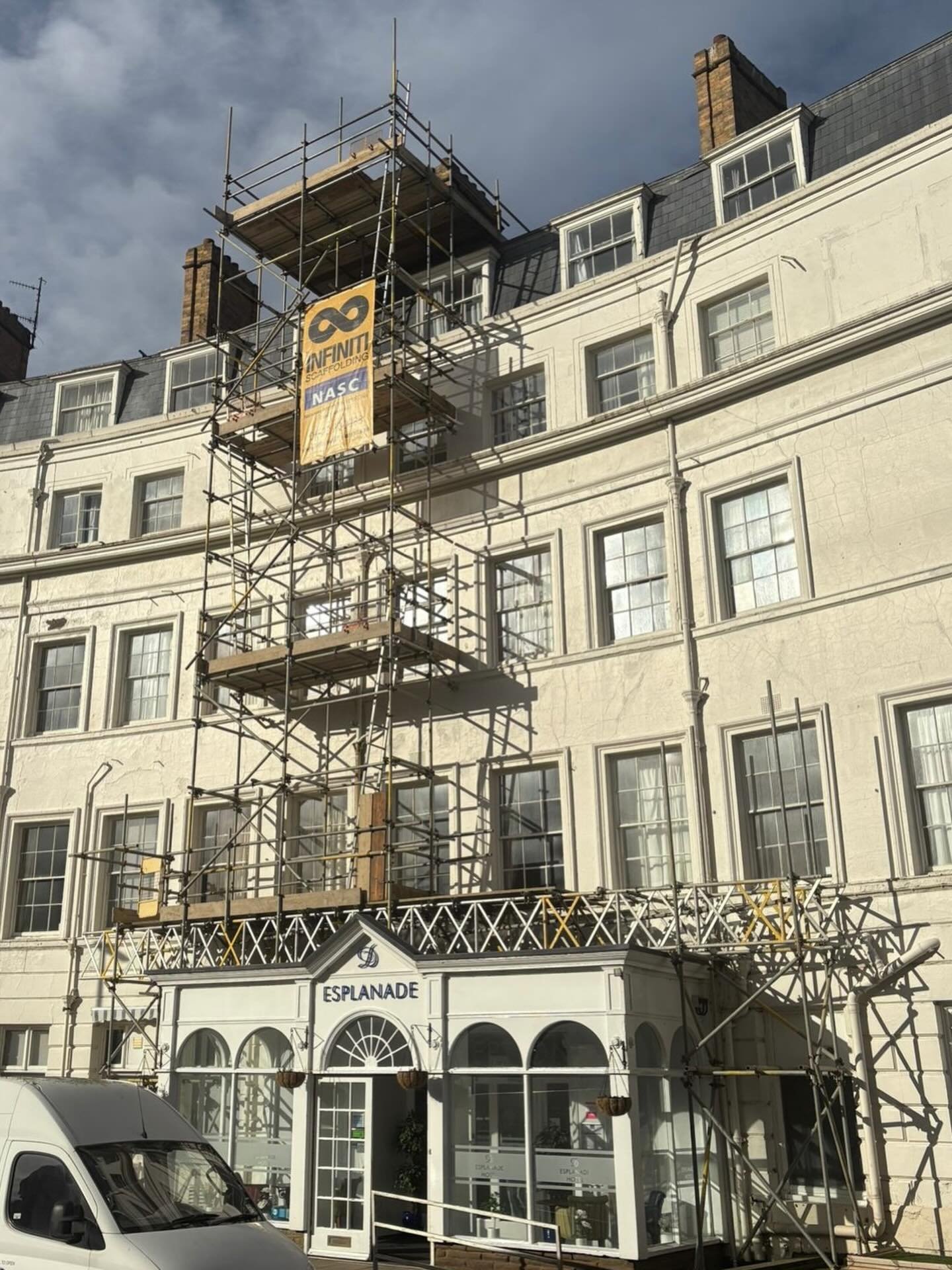 Scaffold erected today at the Esplanade Hotel #scaffold #scaffolding ♾️👷🏼&zwj;♂️
