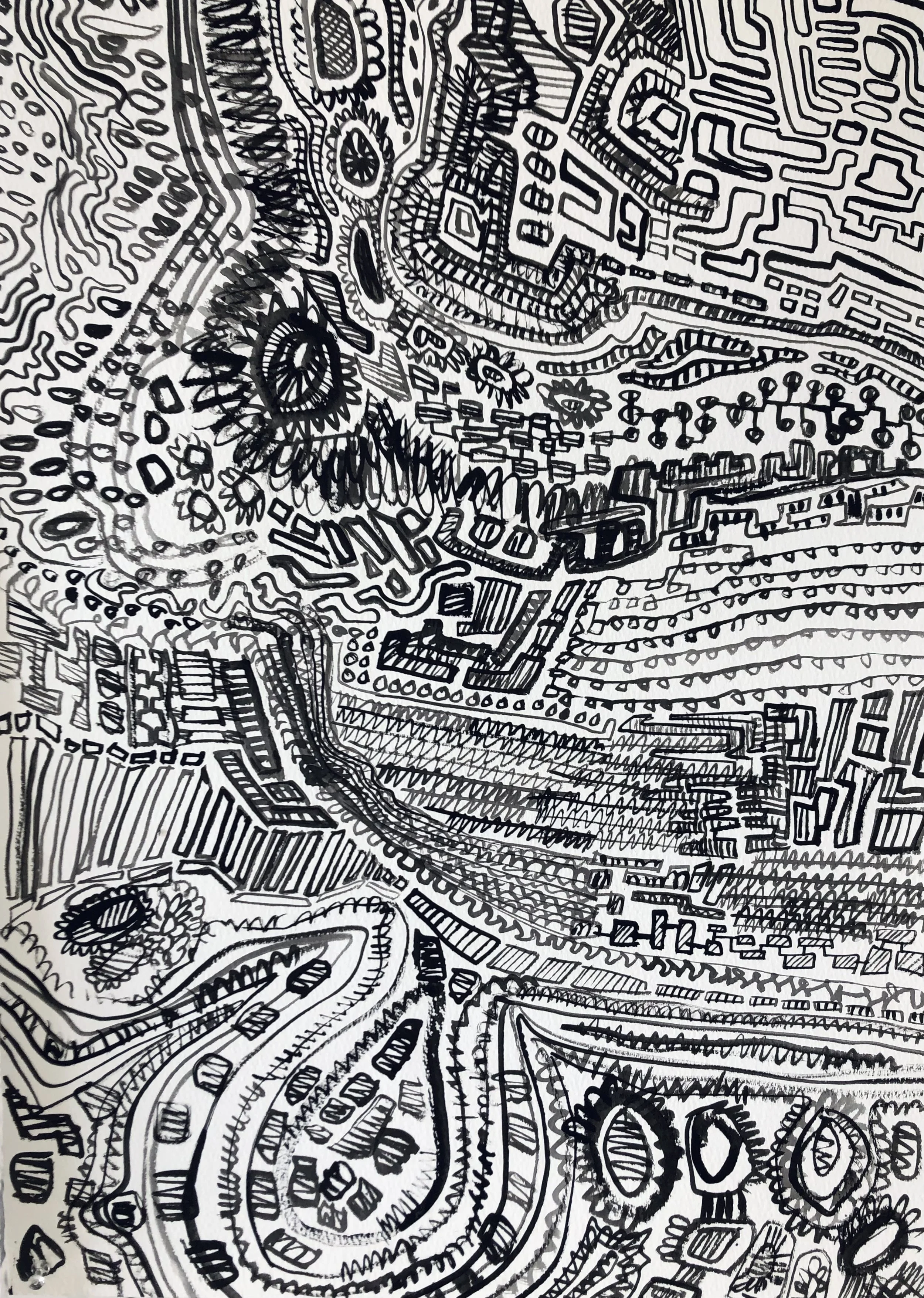 Fractured Grid2 23, ink on paper, Georgina Read