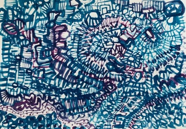 Fractured Grid 01,  acrylic on paper, 594 x 420 mm, Georgina Read