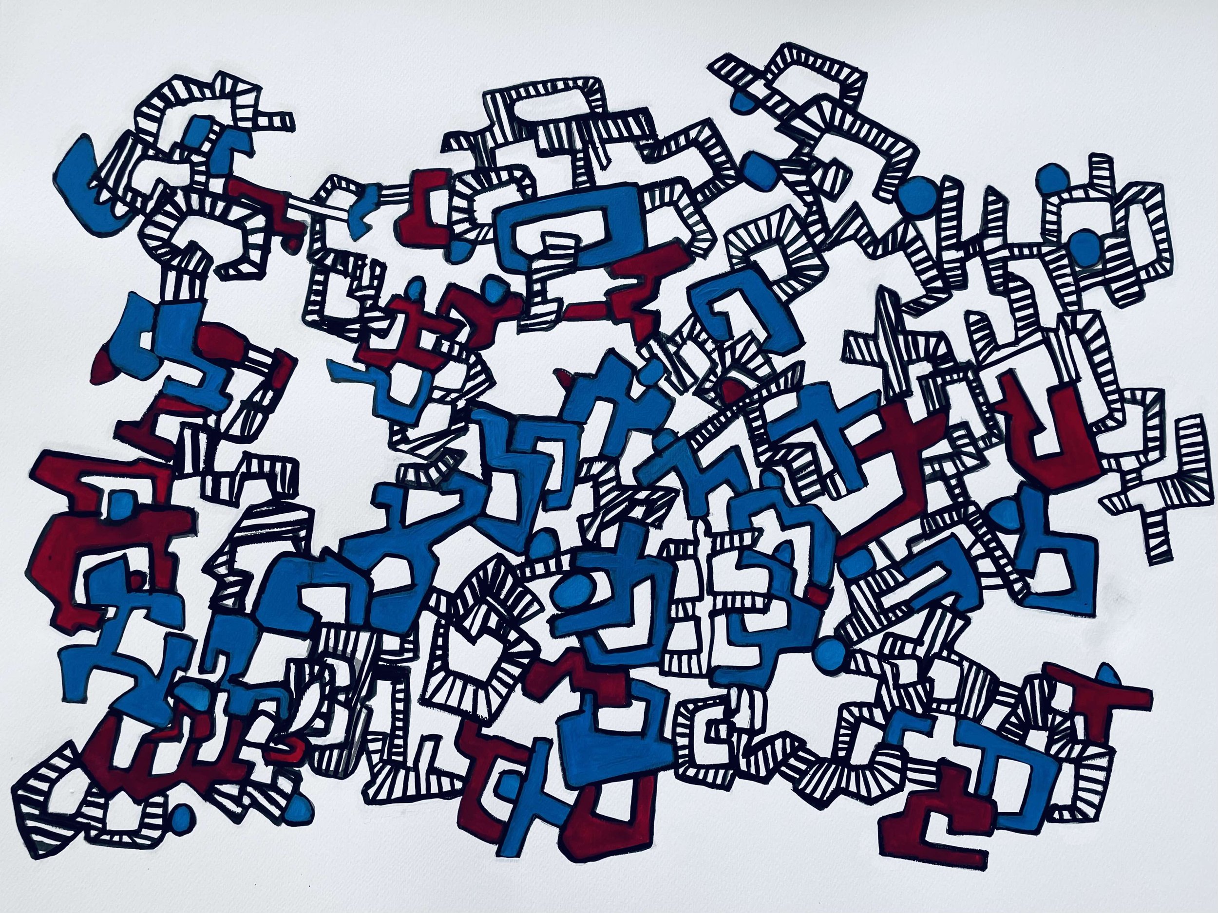 Digital Vectors 09,  100x70cm, gouache on paper, Georgina Read