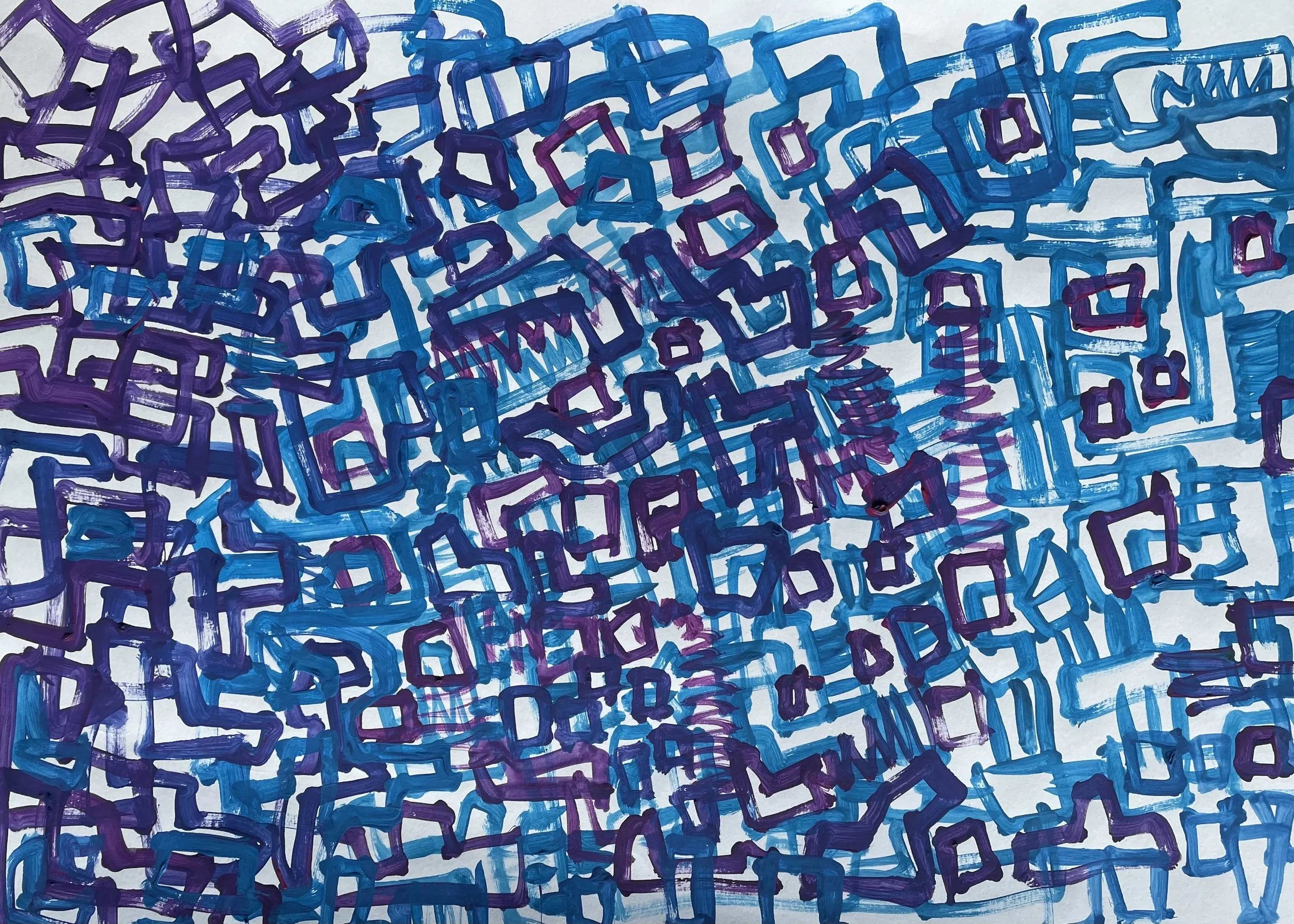 Fractured Grid 04, acrylic on paper, 594 x 420mm,  Georgina Read