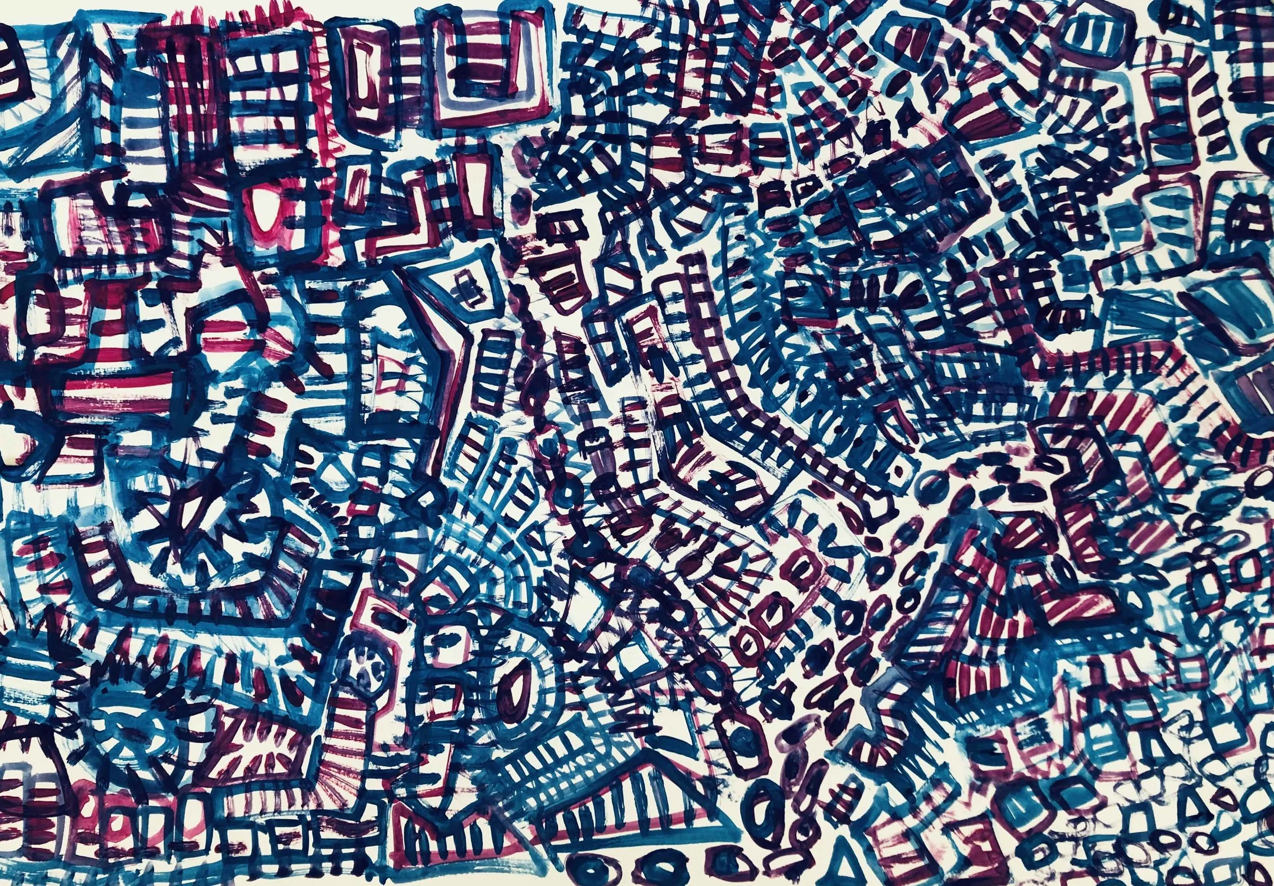 Fractured Grid 10, acrylic on paper, 594 x 420mm,   Georgina Read