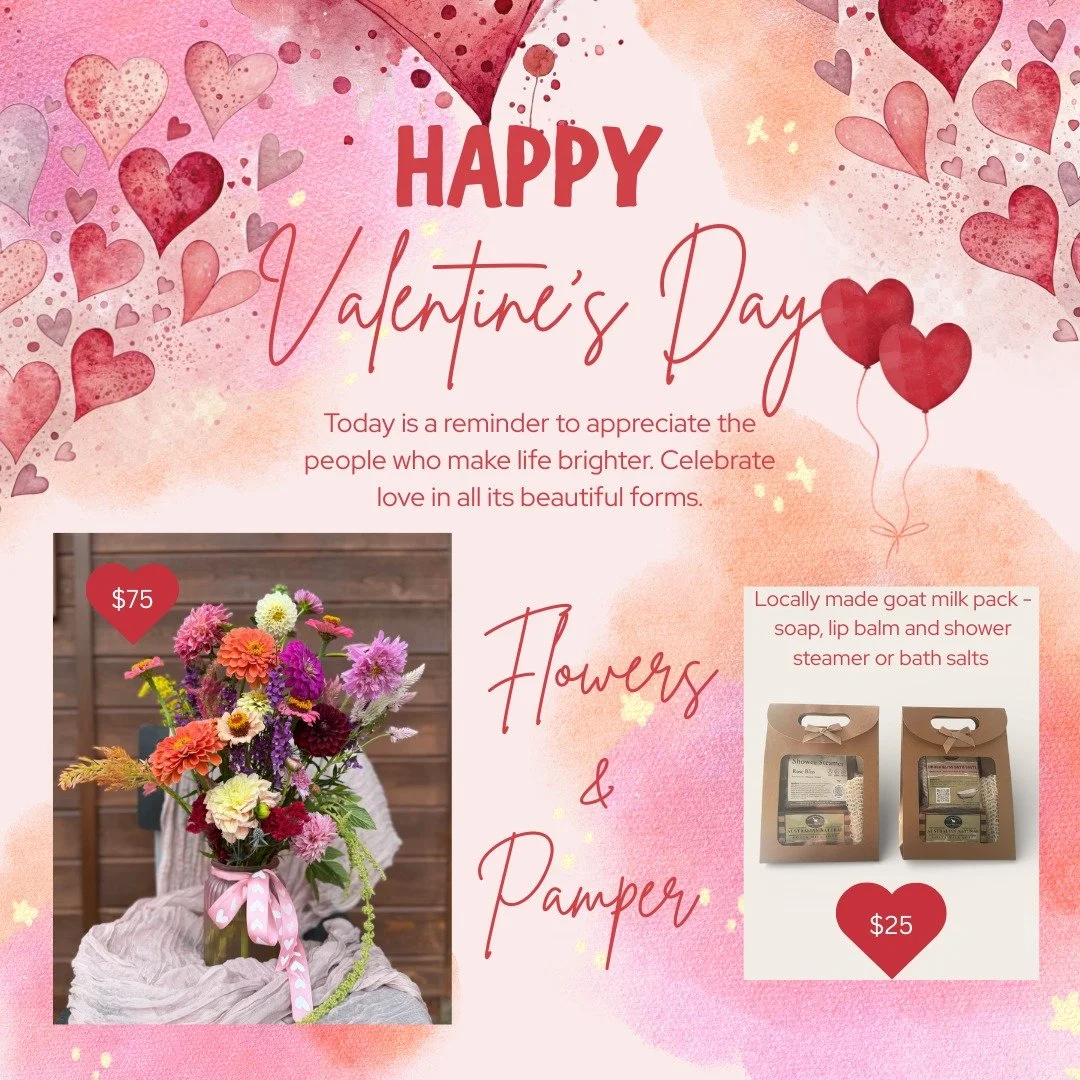 A time of year to celebrate love in any form. Long term lovers, best of friends, or treat yourself!

As we are doing our sunset - love in the blooms event we will only be selling a limited number of flowers for Valentines. 

We will be doing just 10 