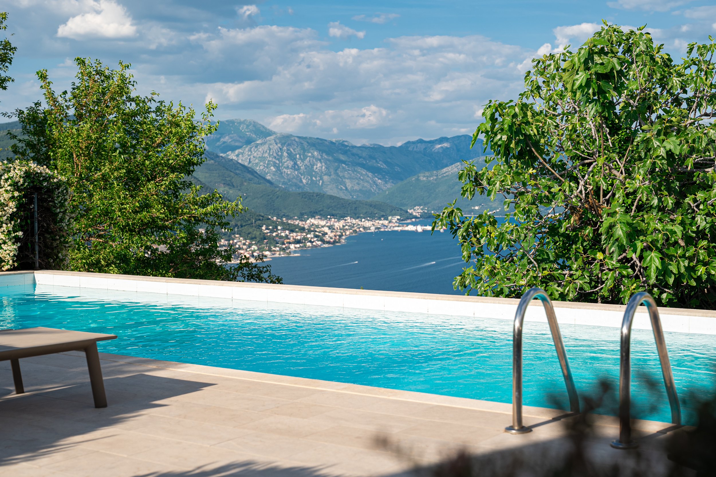 Swimming pool with view of Bay of Kotor
