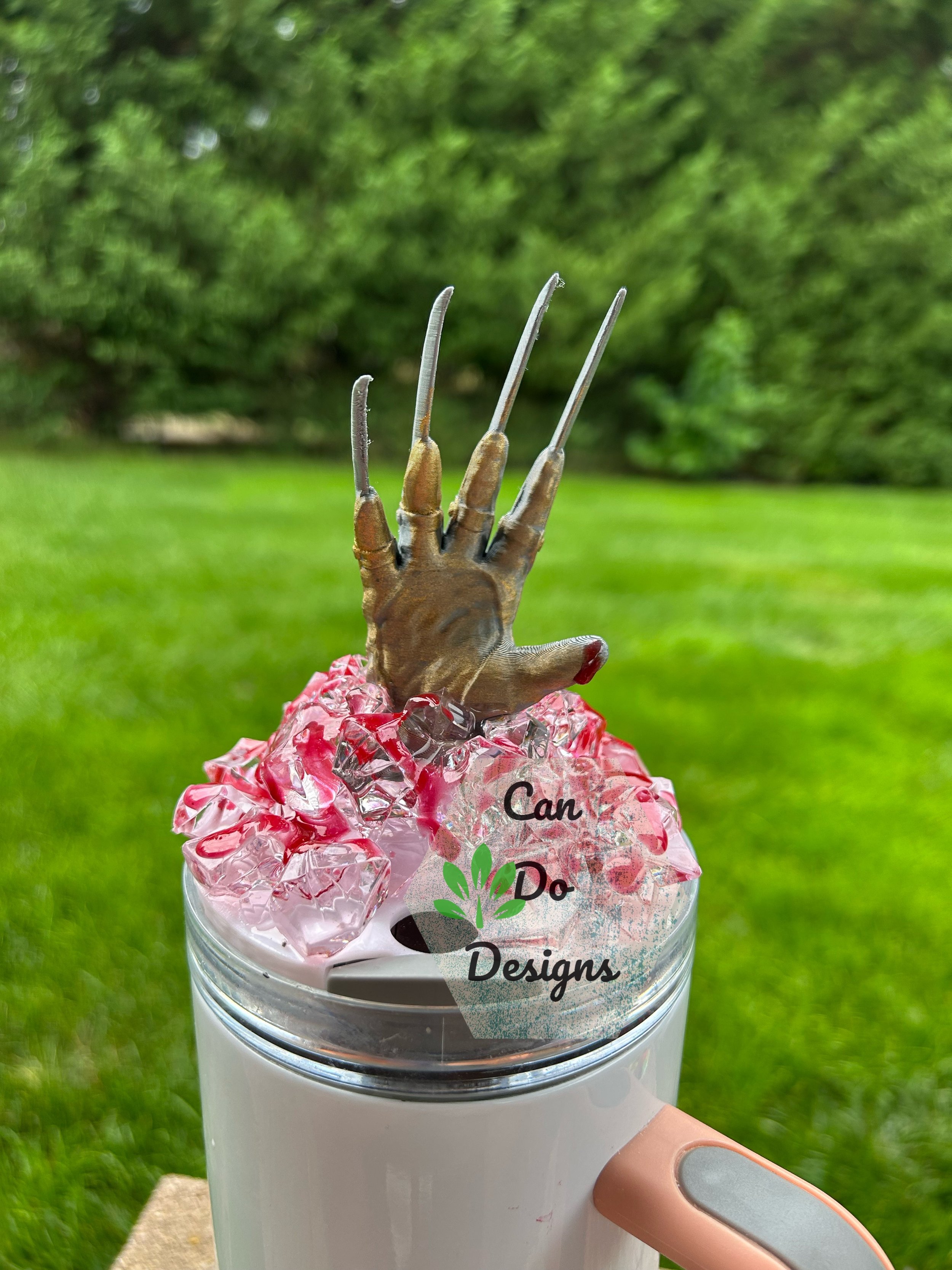 Horror Claw Halloween Lid for 40oz or 20/30oz Stanley Quencher Tumbler; Optional Lights