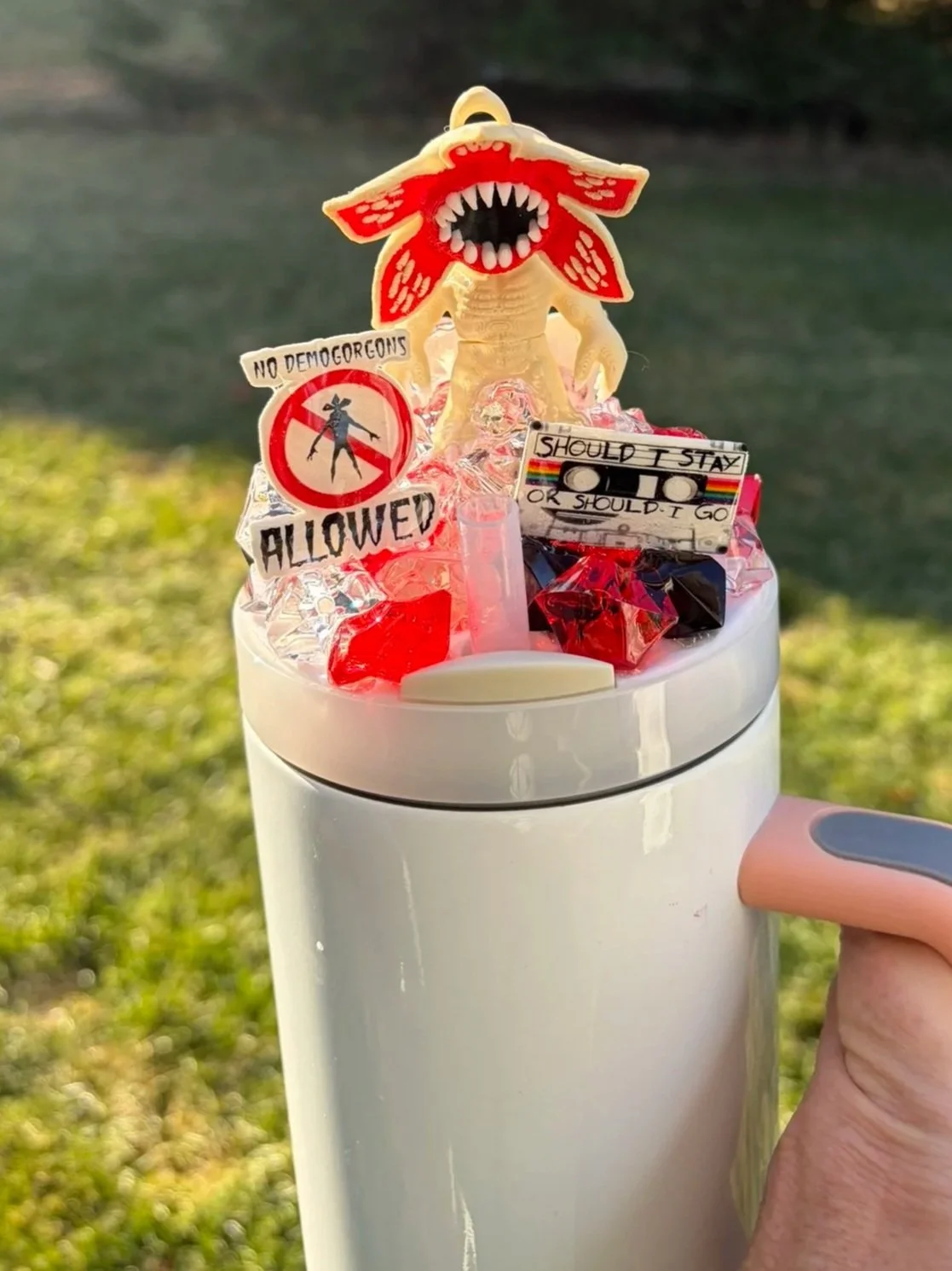 Strange Monster TV Lid for 40oz or 20/30oz Stanley Quencher Tumbler; Optional Lights