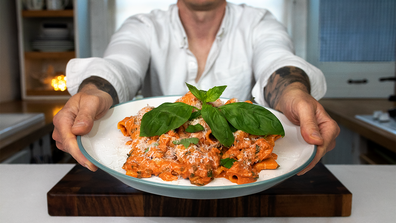 Tomato, Mascarpone & Wild Garlic Rigatoni