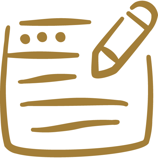 Illustration of a notepad with lines of writing and a pen.