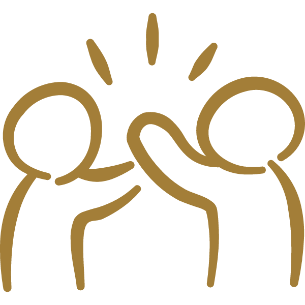Line drawing of two people giving each other a high five.