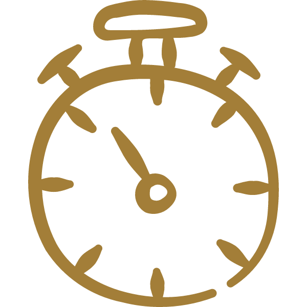 A simple, stylized brown stopwatch showing the time as 11:55.