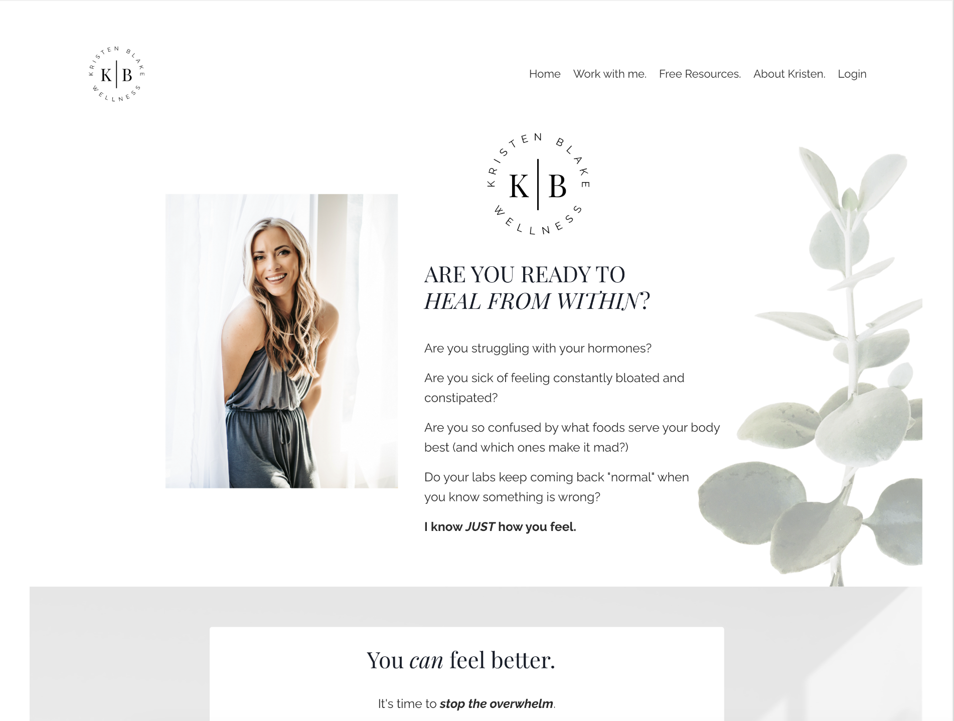 Landing page for Kristen Blake Wellness Heal from Within program