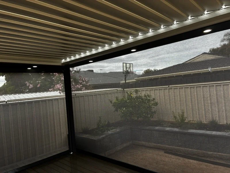 composite infinity decking and electric zip screens