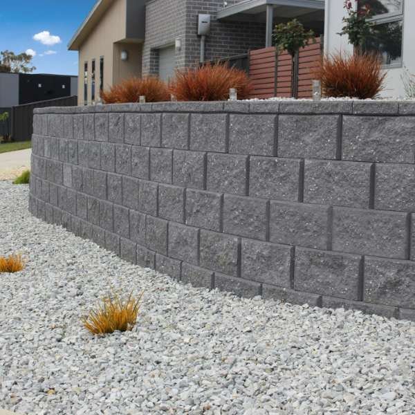 Textured Easy Lock Block Retaining Wall Charcoal