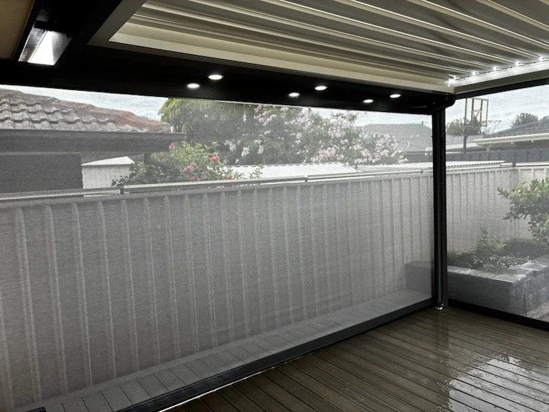 composite infinity decking and electric zip screens