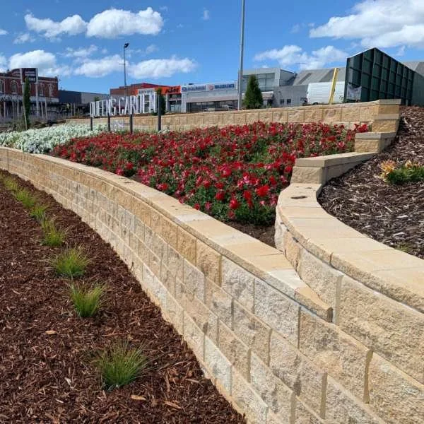Rockface Block Raised Retaining Wall Limestone